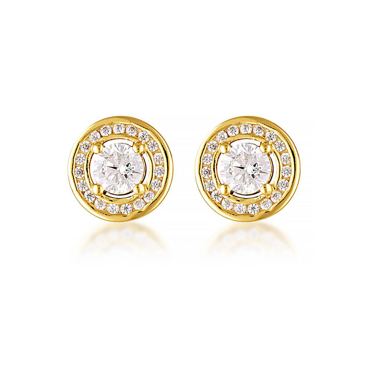 GEORGINI MILESTONE CUBIC ZIRCONIA HALO EARRINGS IN GOLD