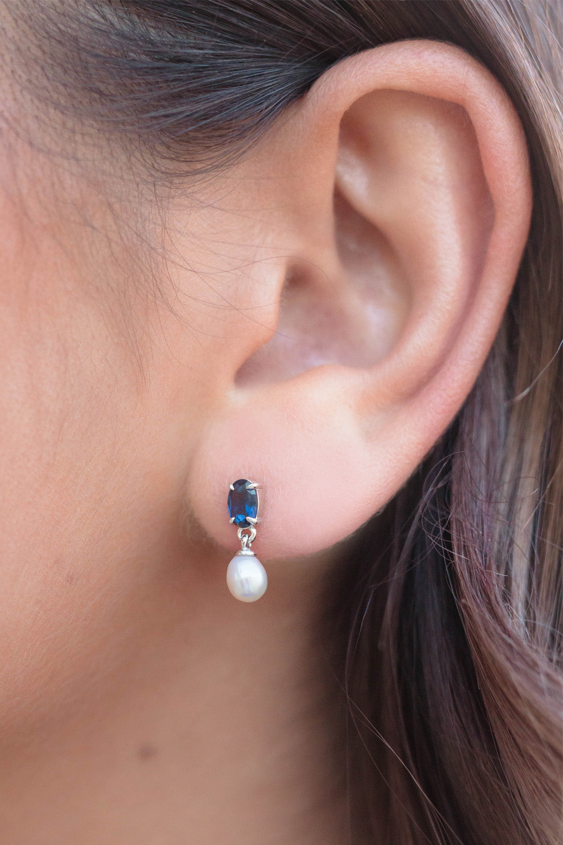 GEORGINI OCEANS WHITSUNDAYS FRESHWATER PEARL EARRINGS SAPPHIRE BLUE