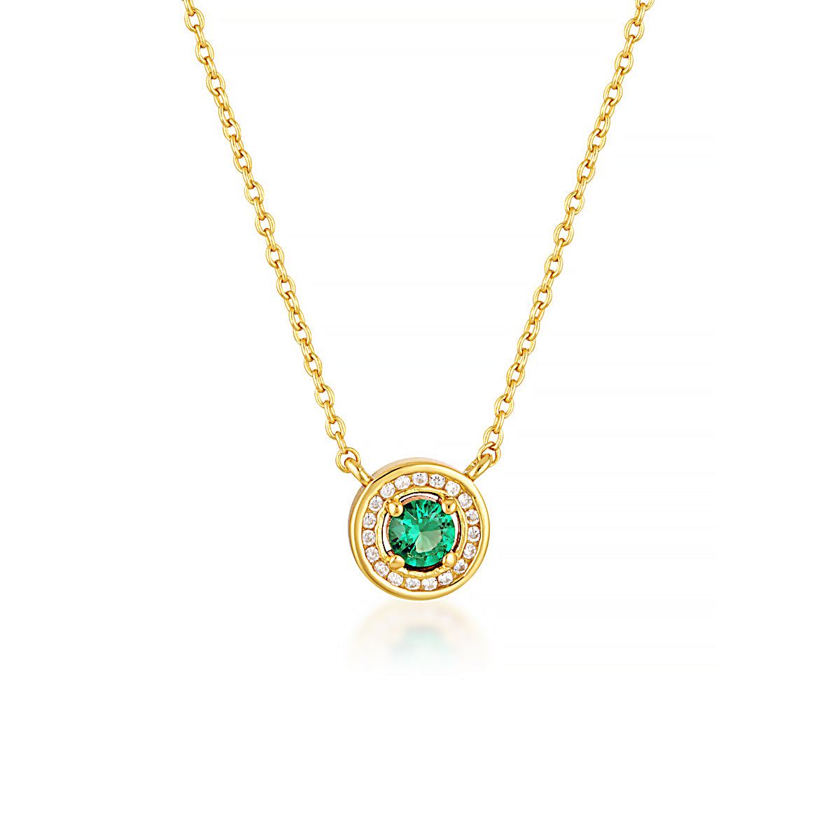 GEORGINI MILESTONE EMERALD HALO PENDANT IN GOLD