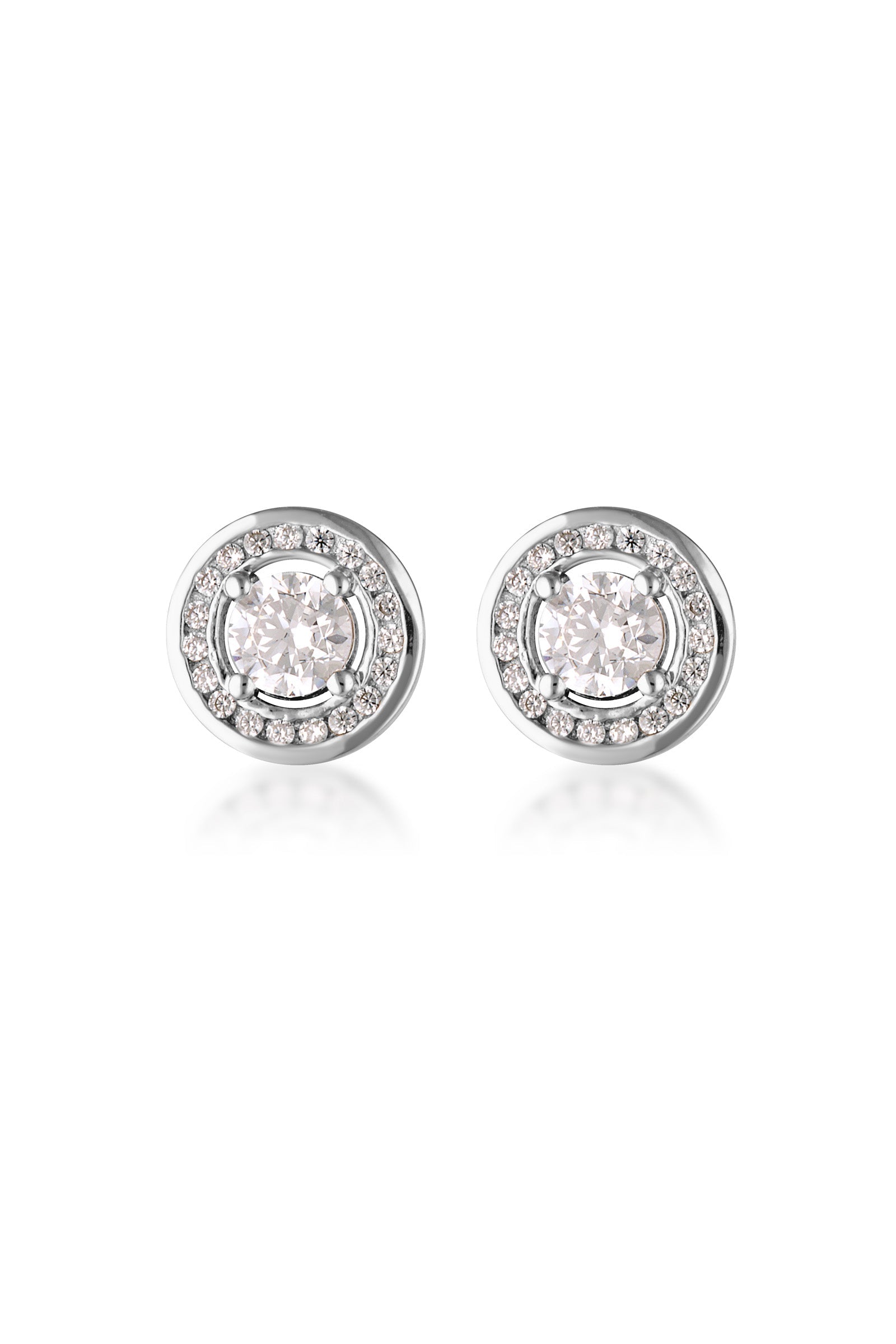 GEORGINI MILESTONE CUBIC ZIRCONIA HALO EARRINGS IN SILVER