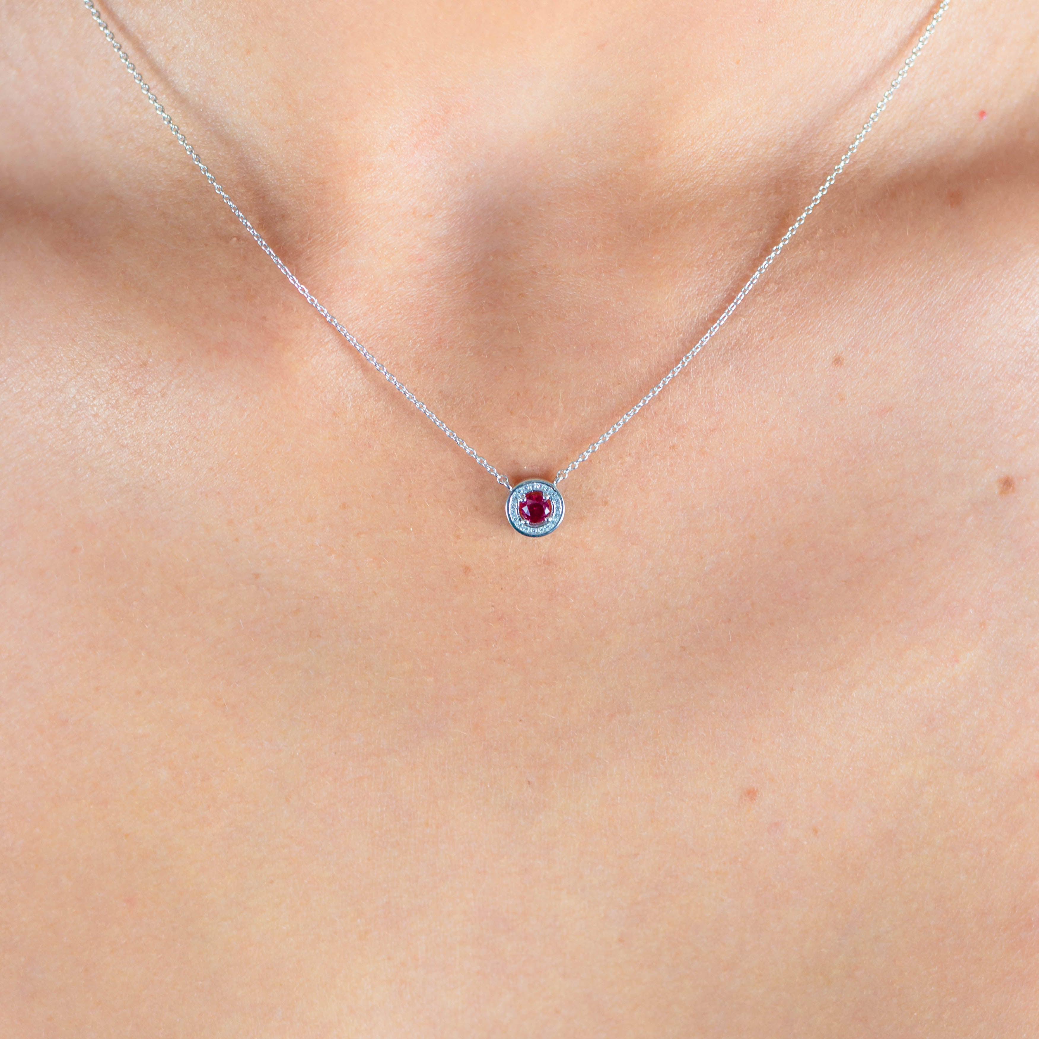 GEORGINI MILESTONE RUBY HALO PENDANT IN SILVER