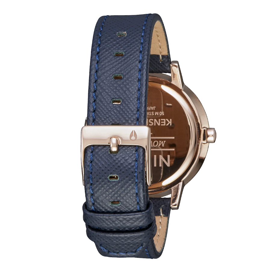 Kensington Leather Navy / Rose Gold