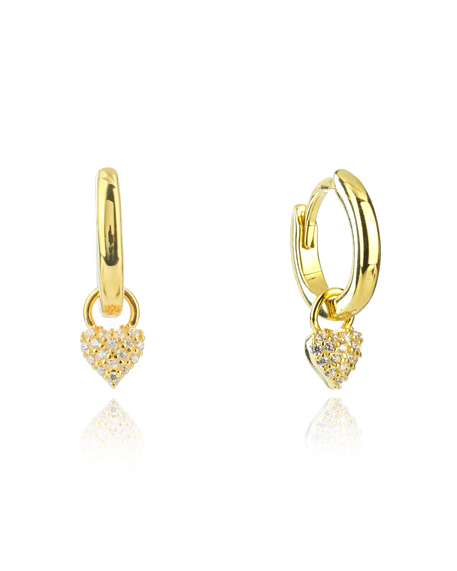 GEORGINI SWEETHEART SPARKLY HEART MINI DROP HOOPS GOLD