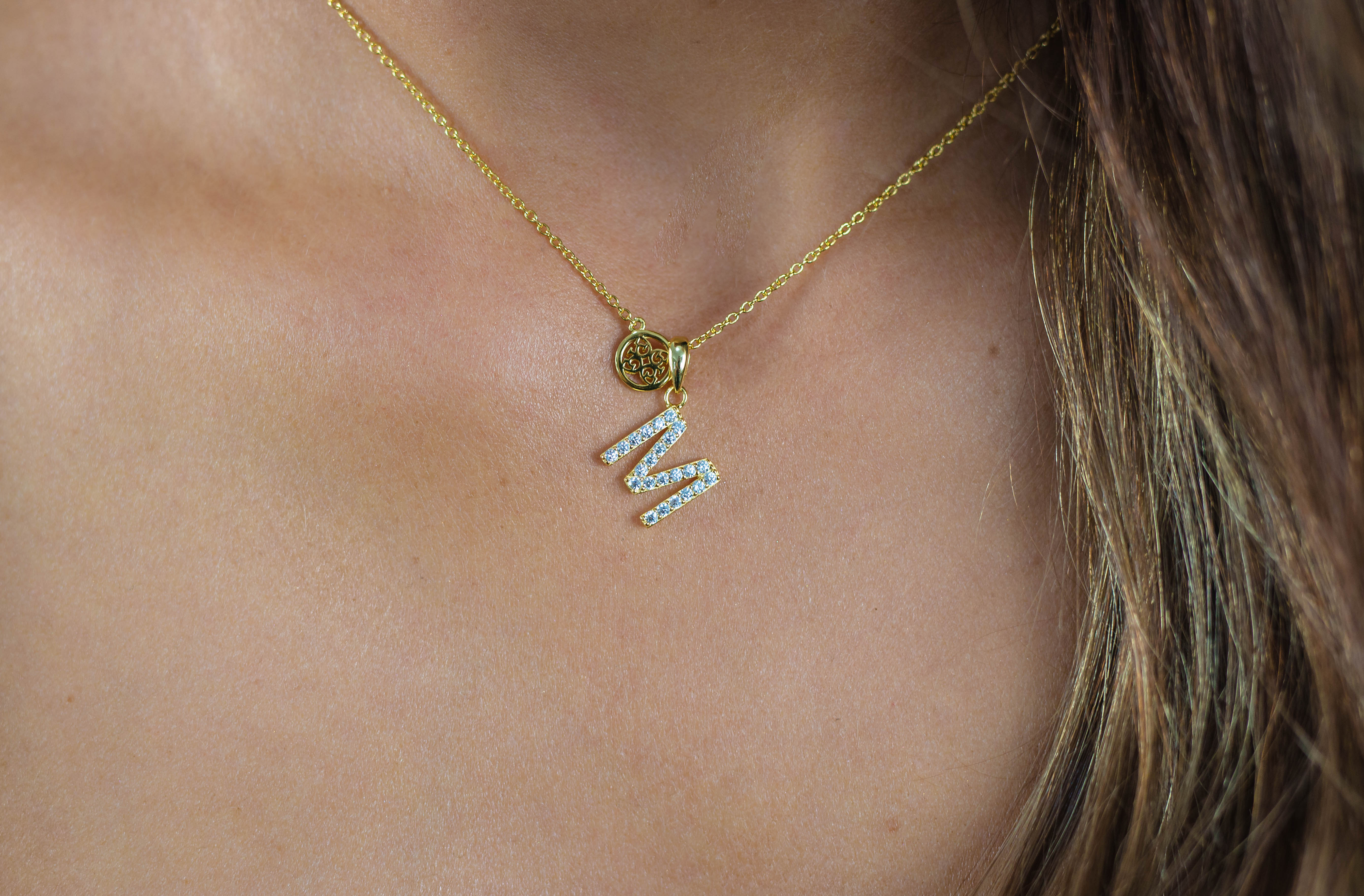 GEORGINI LUXURY LETTERS M INITIAL PENDANT GOLD