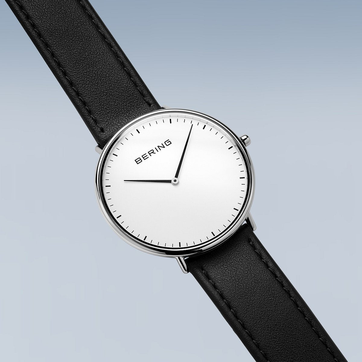 Bering Ultra Slim 39mm Black Leather Strap Watch