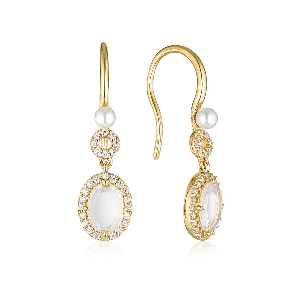 Georgini Noel Nights Sliced Stone Pearl Drop Earrings Gold