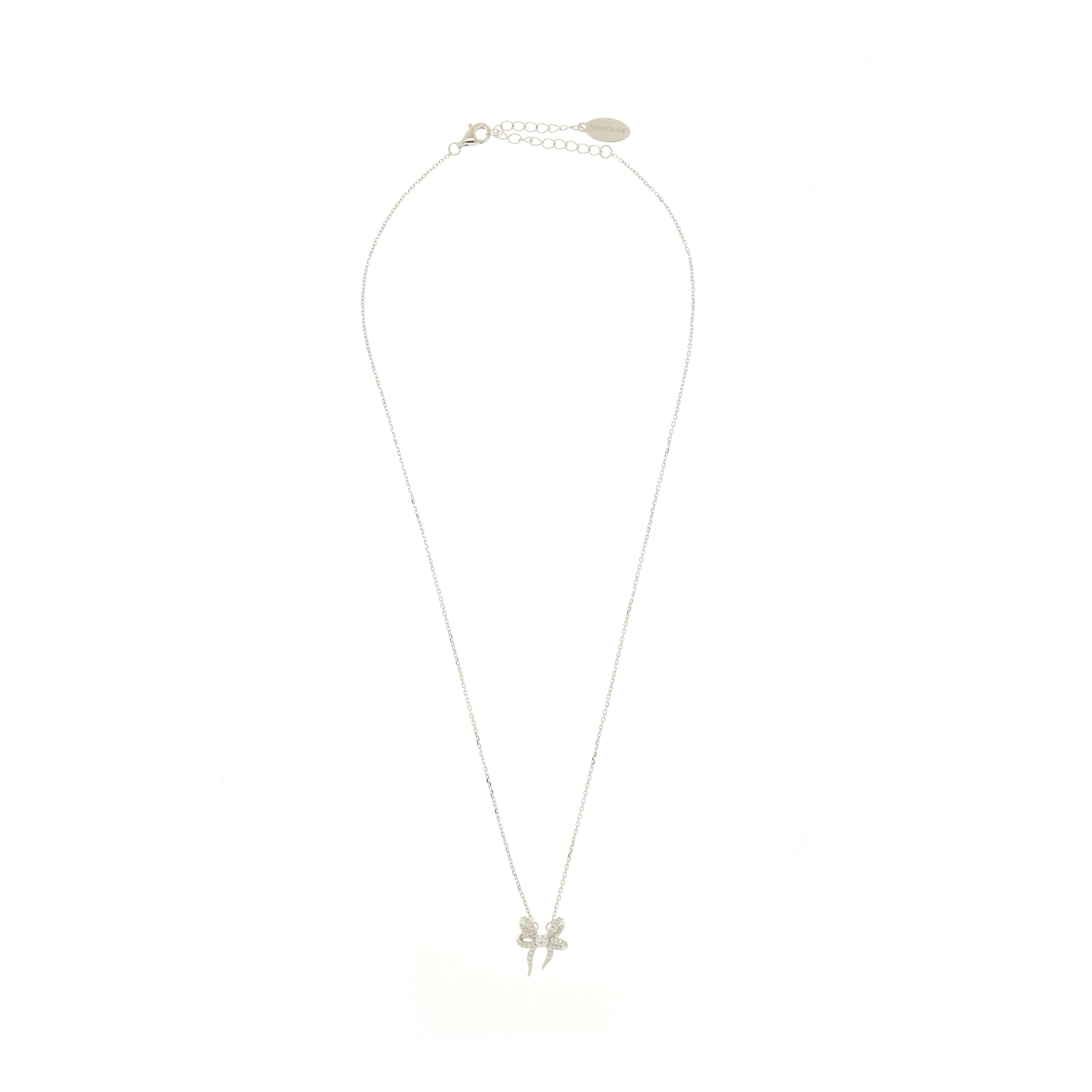 GEORGINI SWEETHEART BOW NECKLACE SILVER