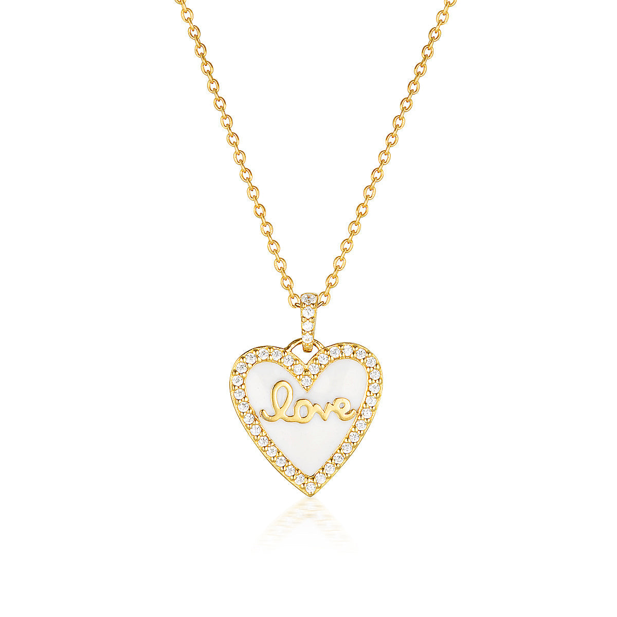 GEORGINI REFLECTION ENAMEL LOVE HEART PENDANT GOLD