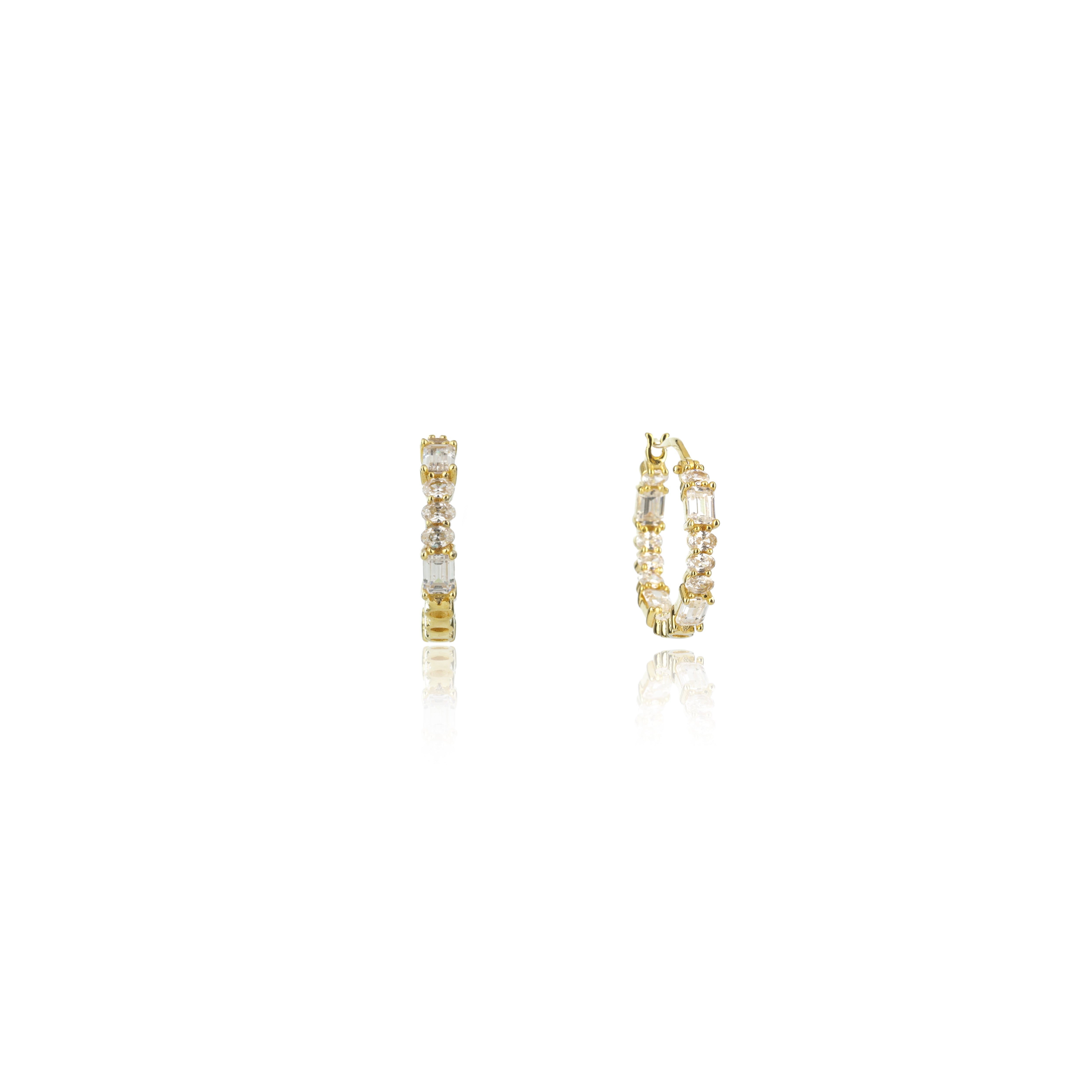 GEORGINI GIFTS BAGUETTE INSIDE OUT EARRINGS GOLD SMALL