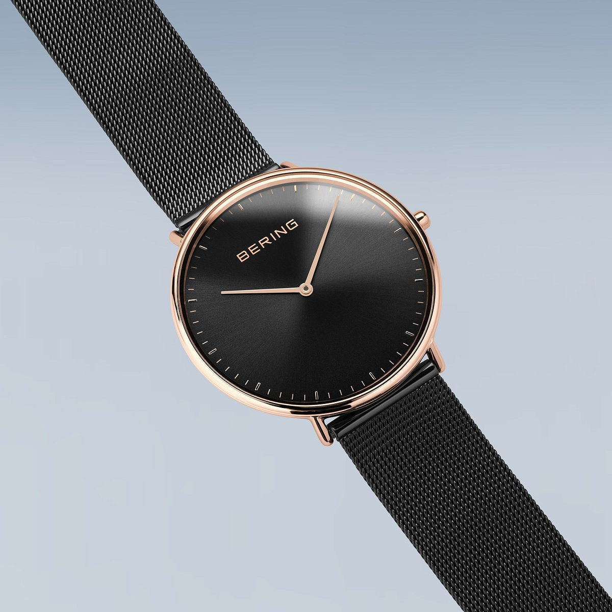 Bering Ultra Slim 39mm Black Milanese Strap Watch