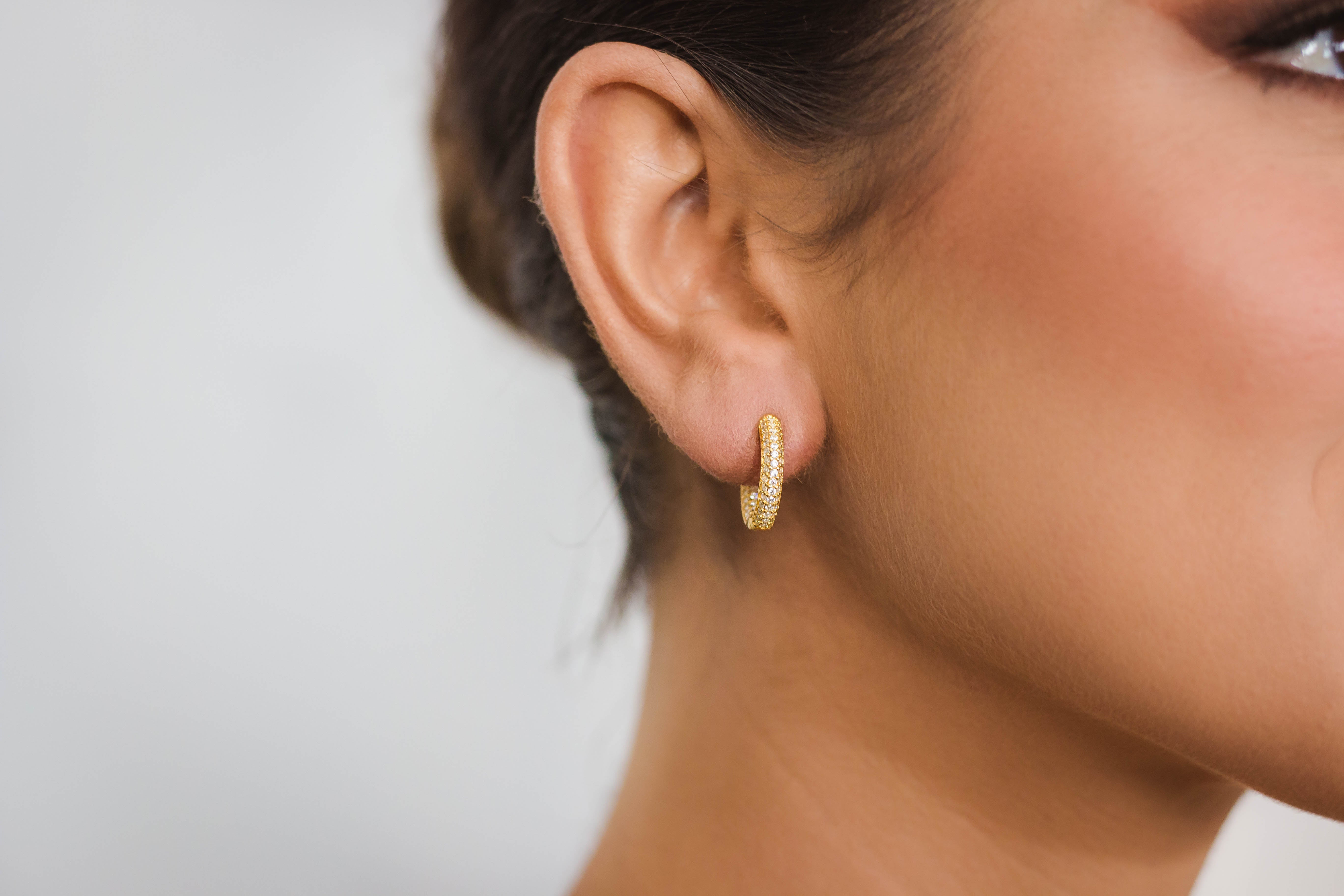 GEORGINI GODDESS PAVE HOOPS GOLD