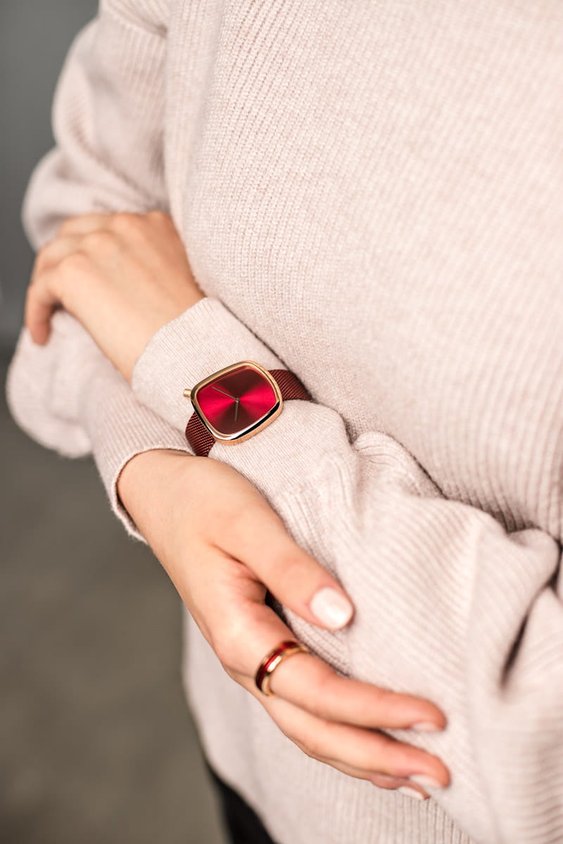 Bering Ladies Pebble Red Watch