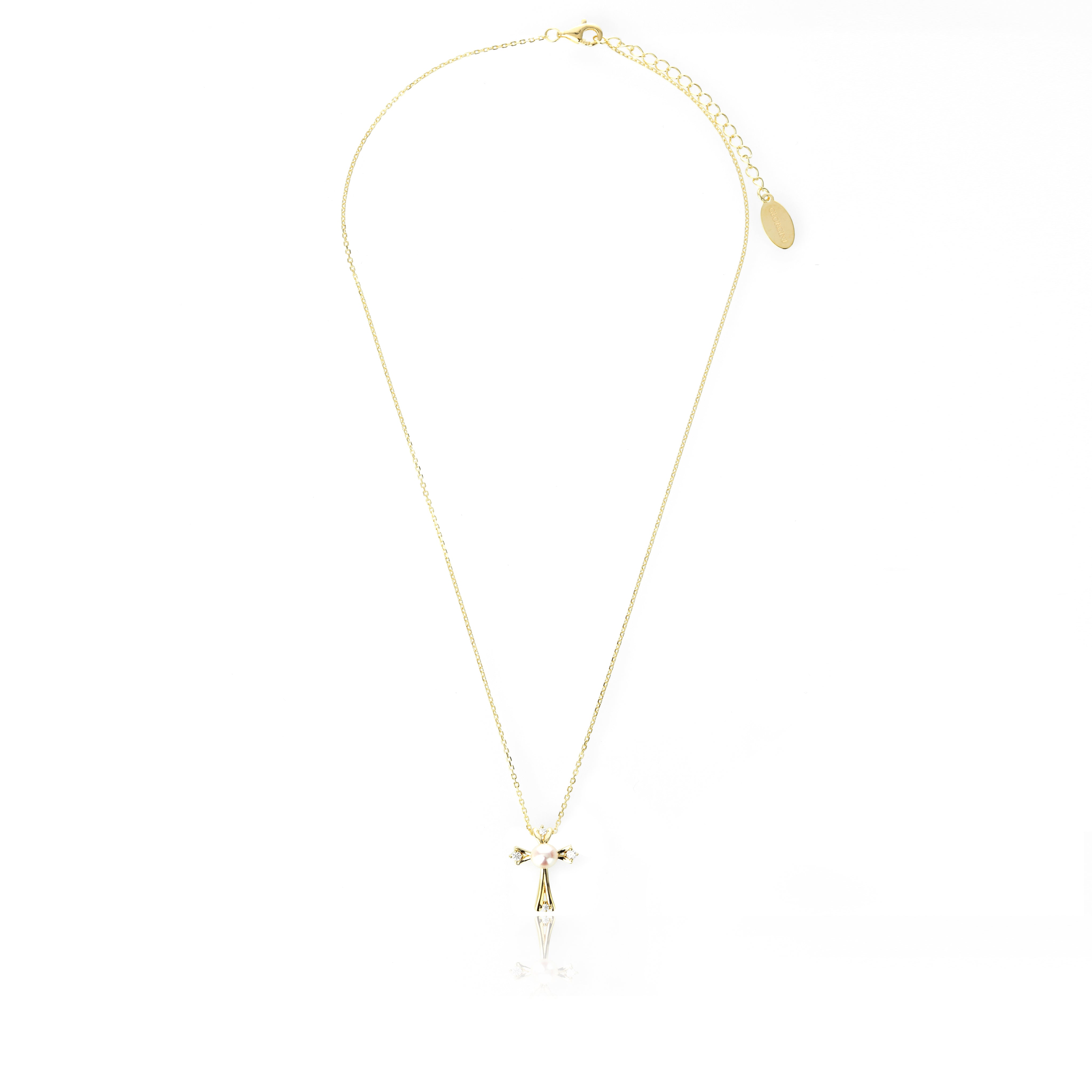 GEORGINI OCEANS FRESWATER PEARL CROSS GOLD