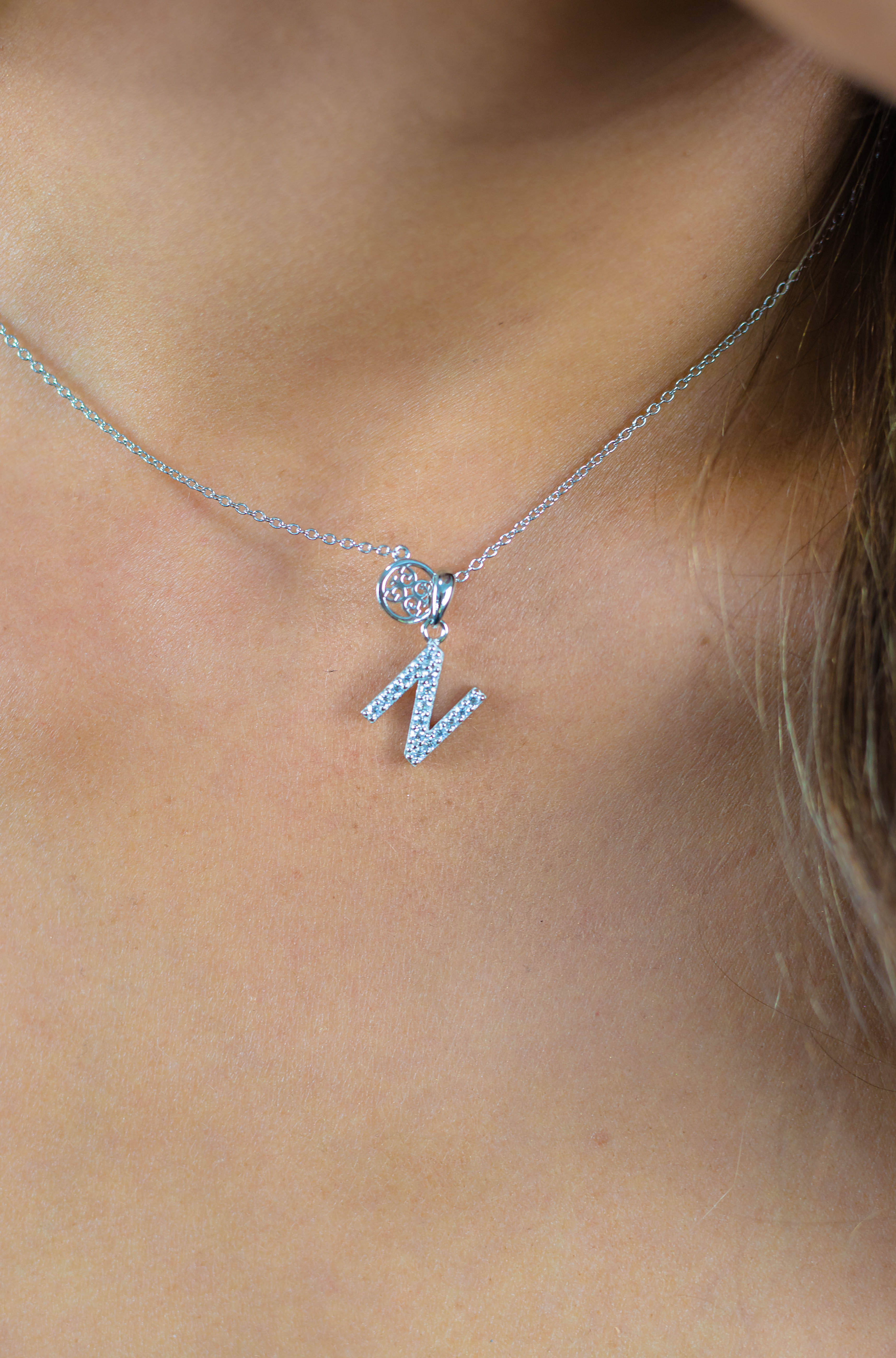 GEORGINI LUXURY LETTERS N INITIAL PENDANT SILVER