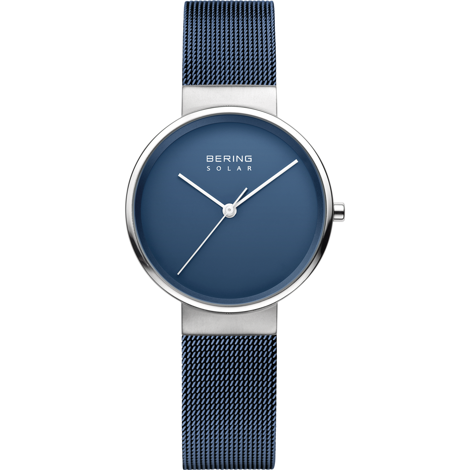 Bering Ladies Brushed Silver Solar Blue Watch