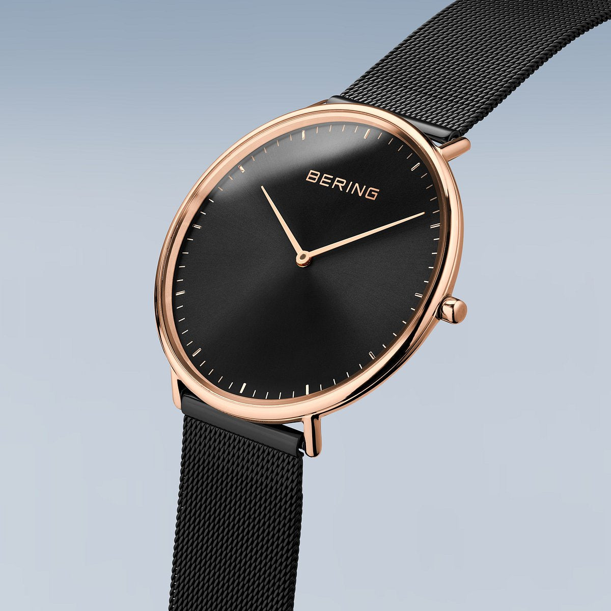 Bering Ultra Slim 39mm Black Milanese Strap Watch