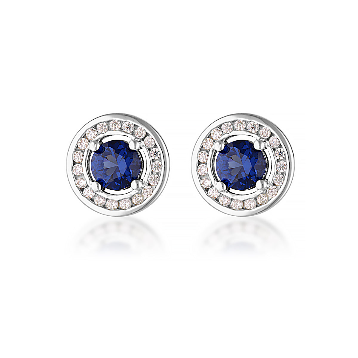 GEORGINI MILESTONE SAPPHIRE HALO EARRINGS IN SILVER