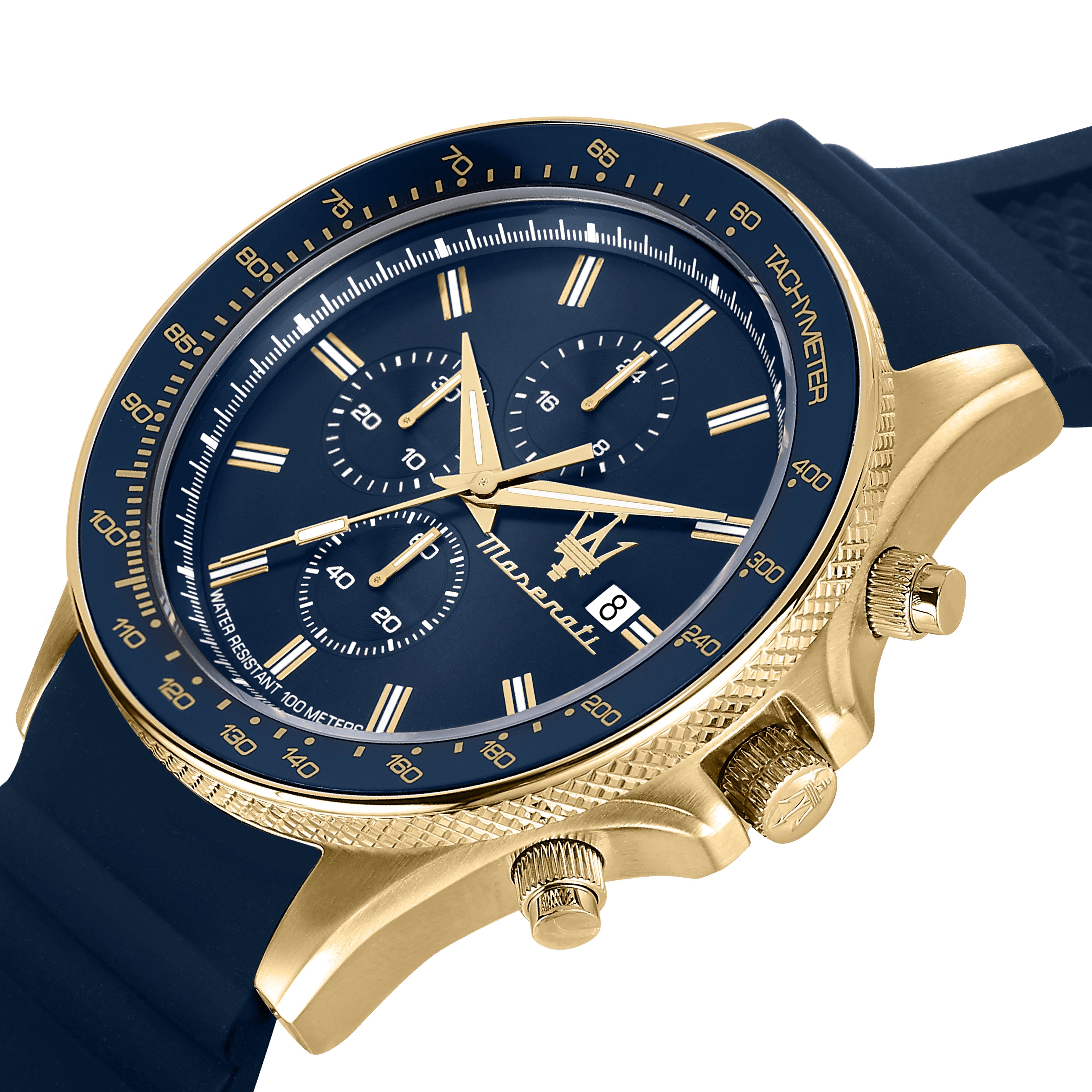 Maserati Sfida 44mm Blue Gold Chronograph Watch