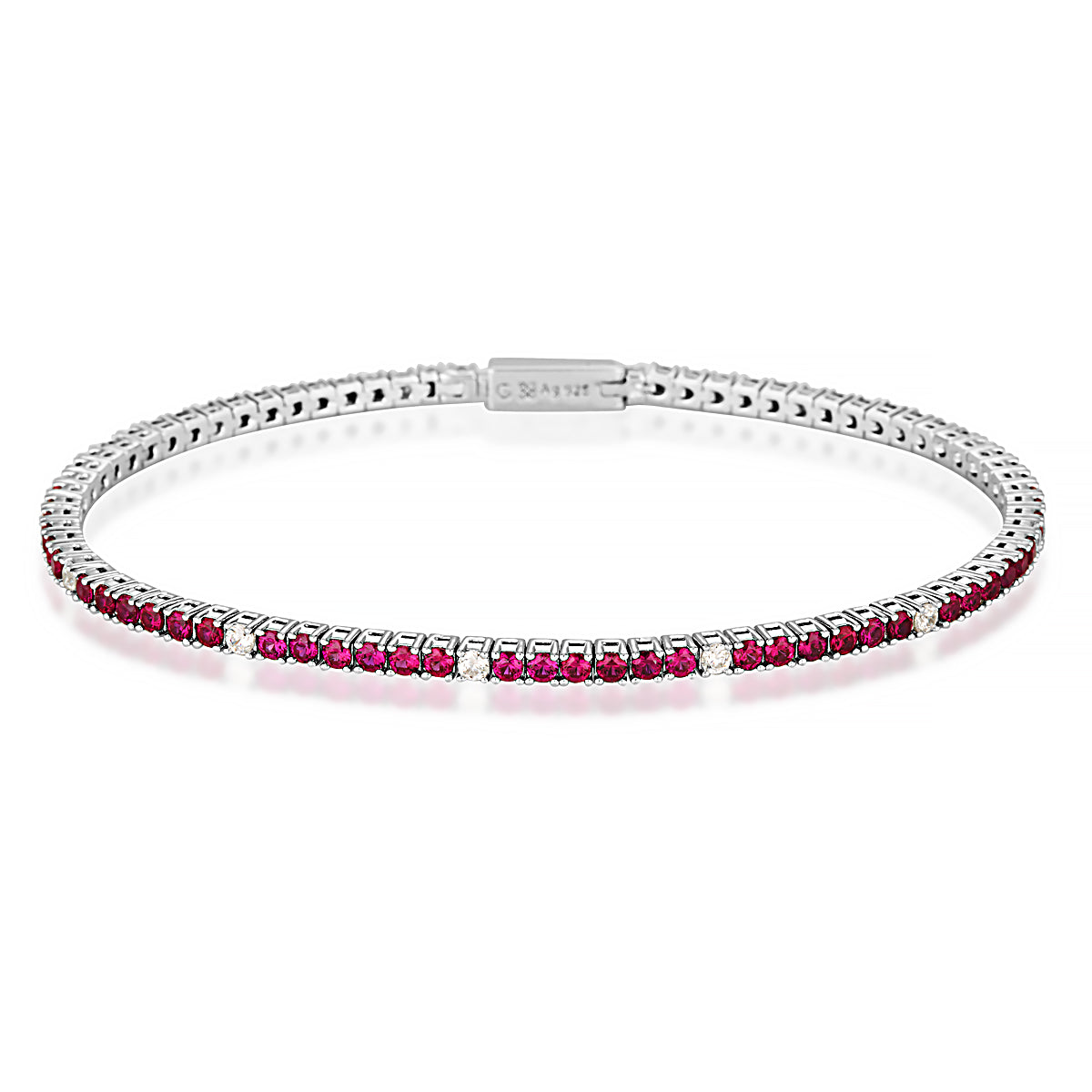 GEORGINI MILESTONE RUBY 2MM TENNIS BRACELET IN SILVER