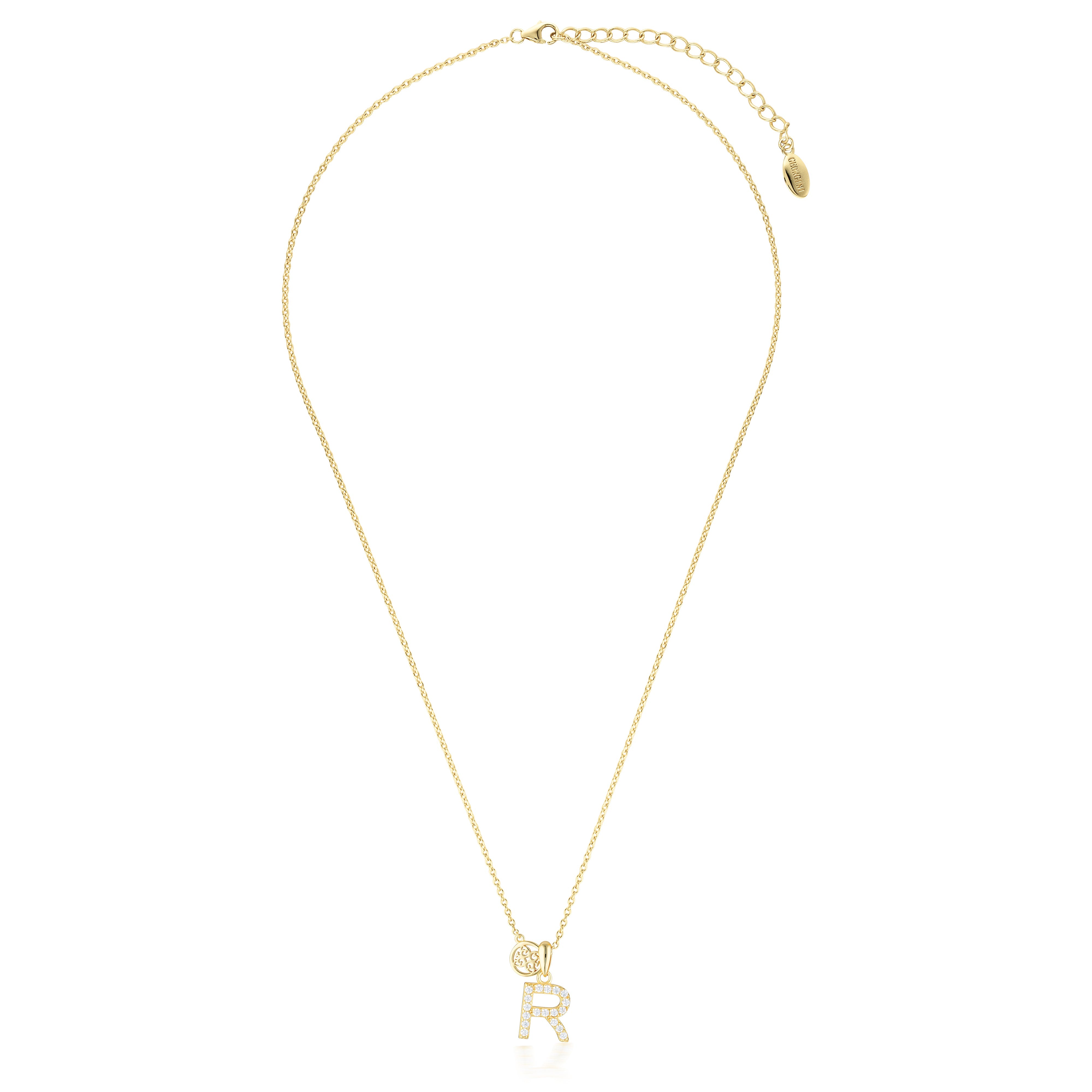 GEORGINI LUXURY LETTERS R INITIAL PENDANT GOLD