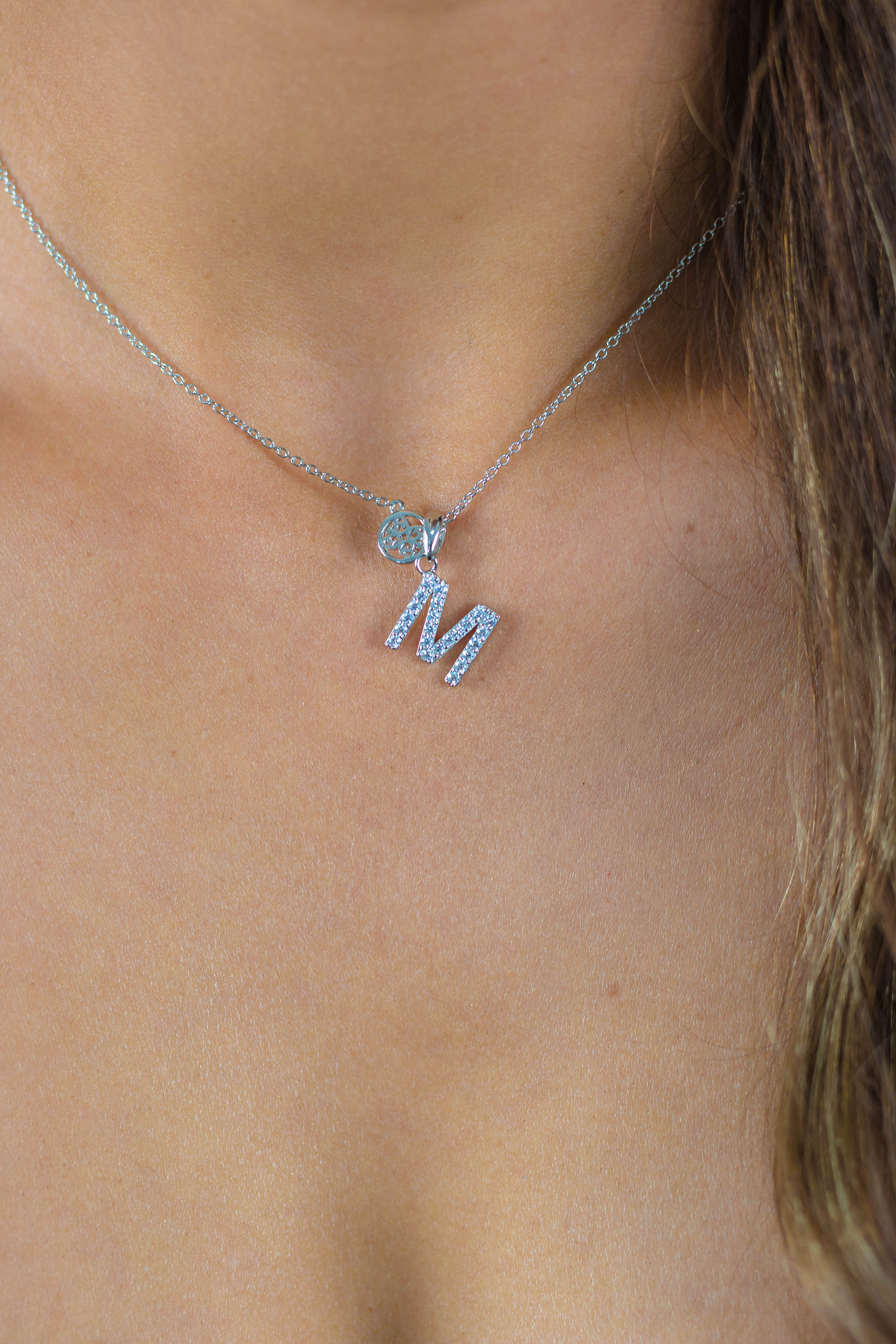 GEORGINI LUXURY LETTERS M INITIAL PENDANT SILVER