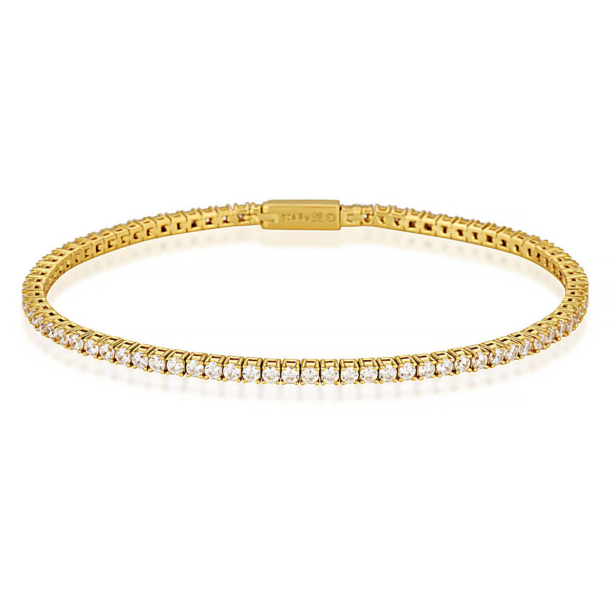 GEORGINI MILESTONE CUBIC ZIRCONIA 2MM TENNIS BRACELET IN GOLD