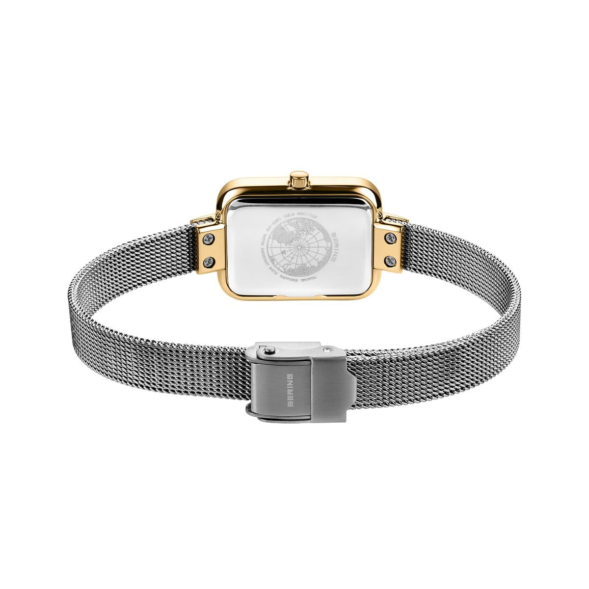 Bering Petite Square 35mm Silver Gold Milanese Strap Watch