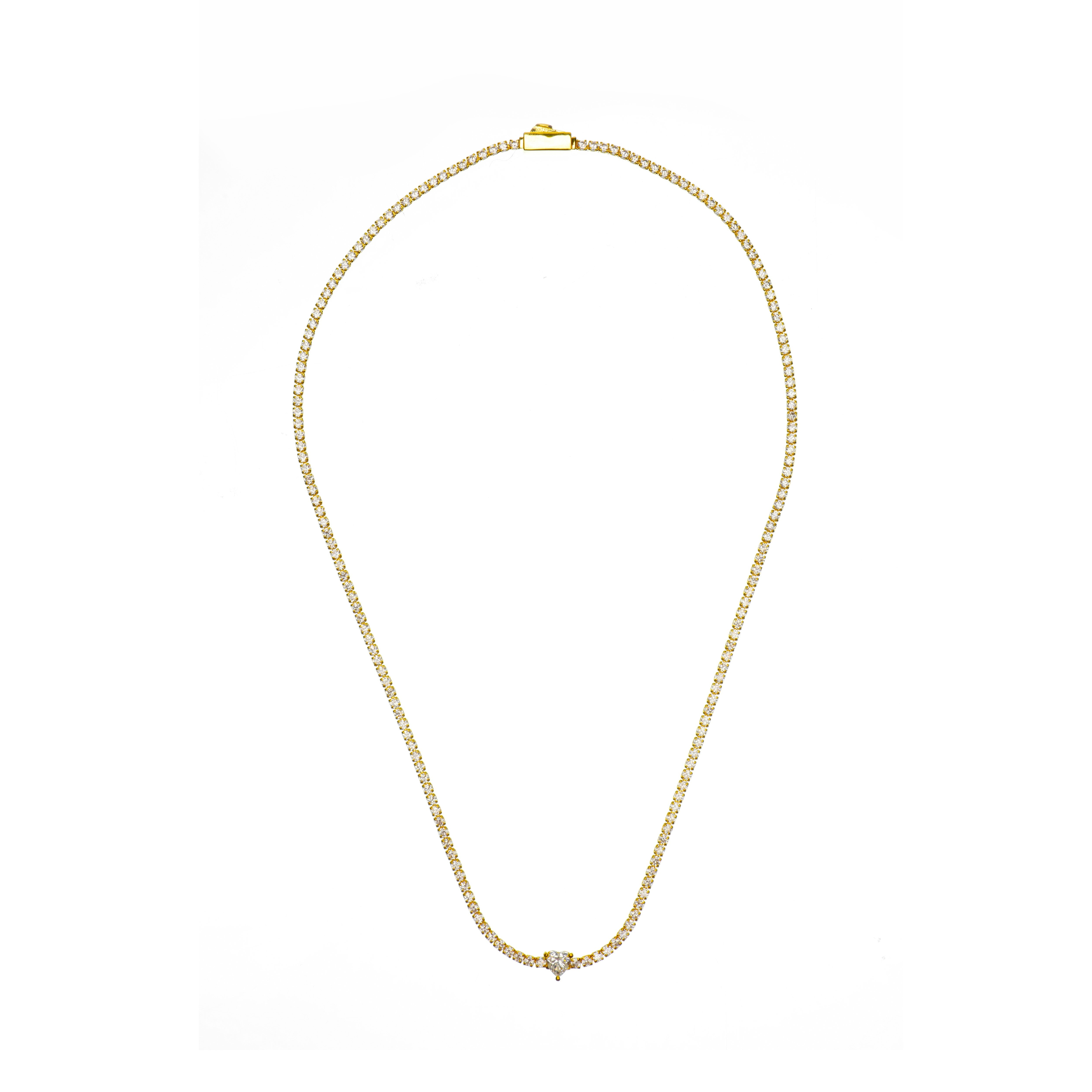 GEORGINI SWEETHEART TENNIS NECKLACE GOLD 42CM