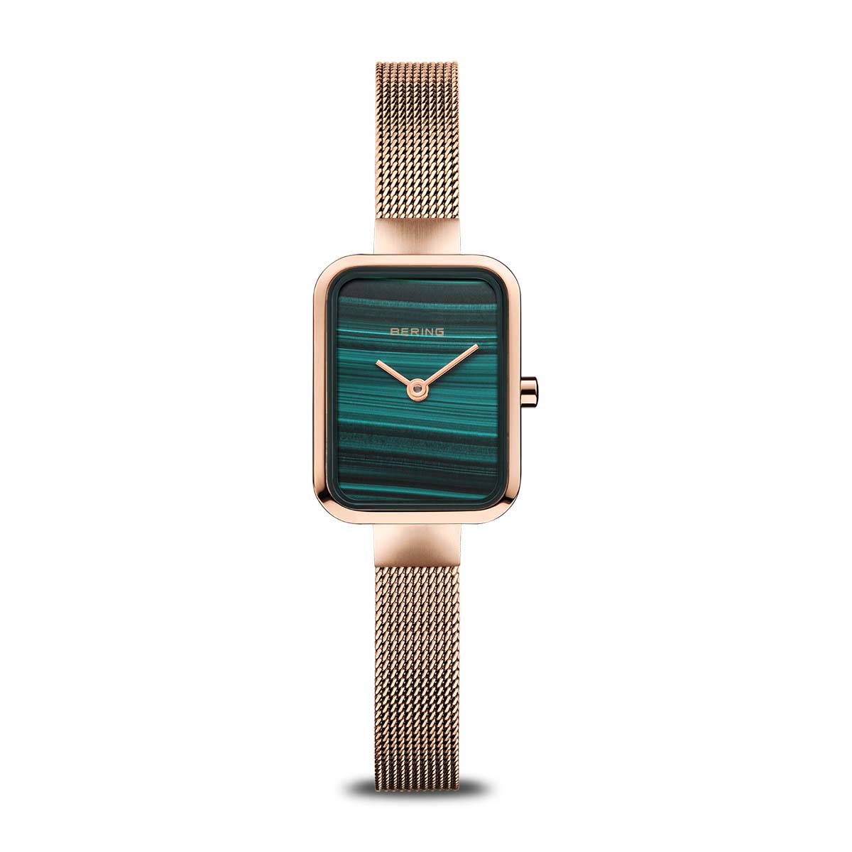 Bering Petite Square 35mm Rose Gold Milanese Strap Watch