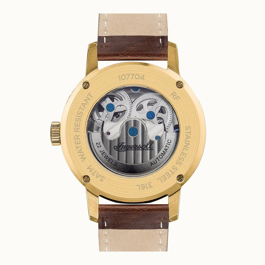 Ingersoll The Jazz Gold Automatic Brown Leather Watch