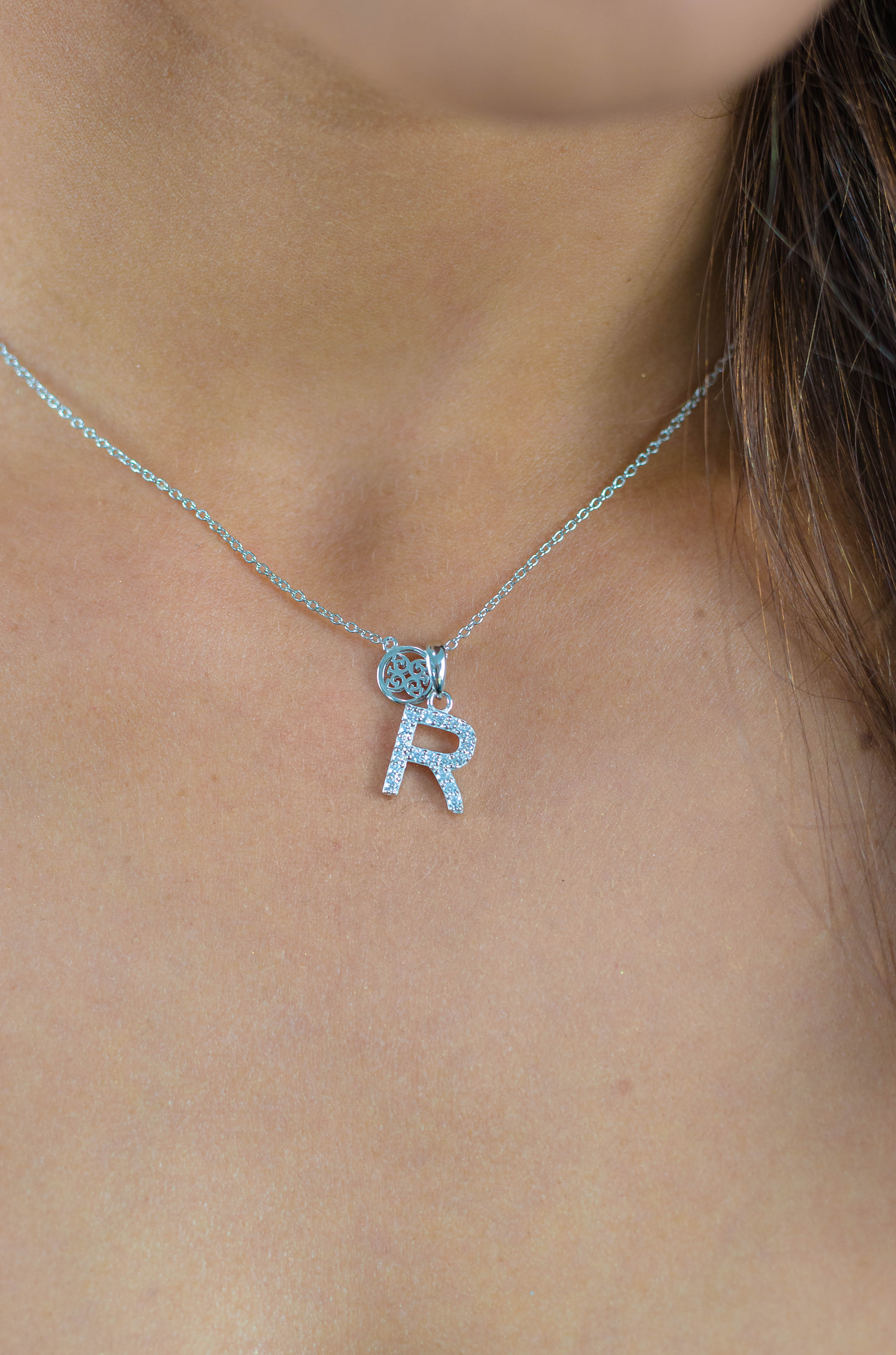 GEORGINI LUXURY LETTERS R INITIAL PENDANT SILVER