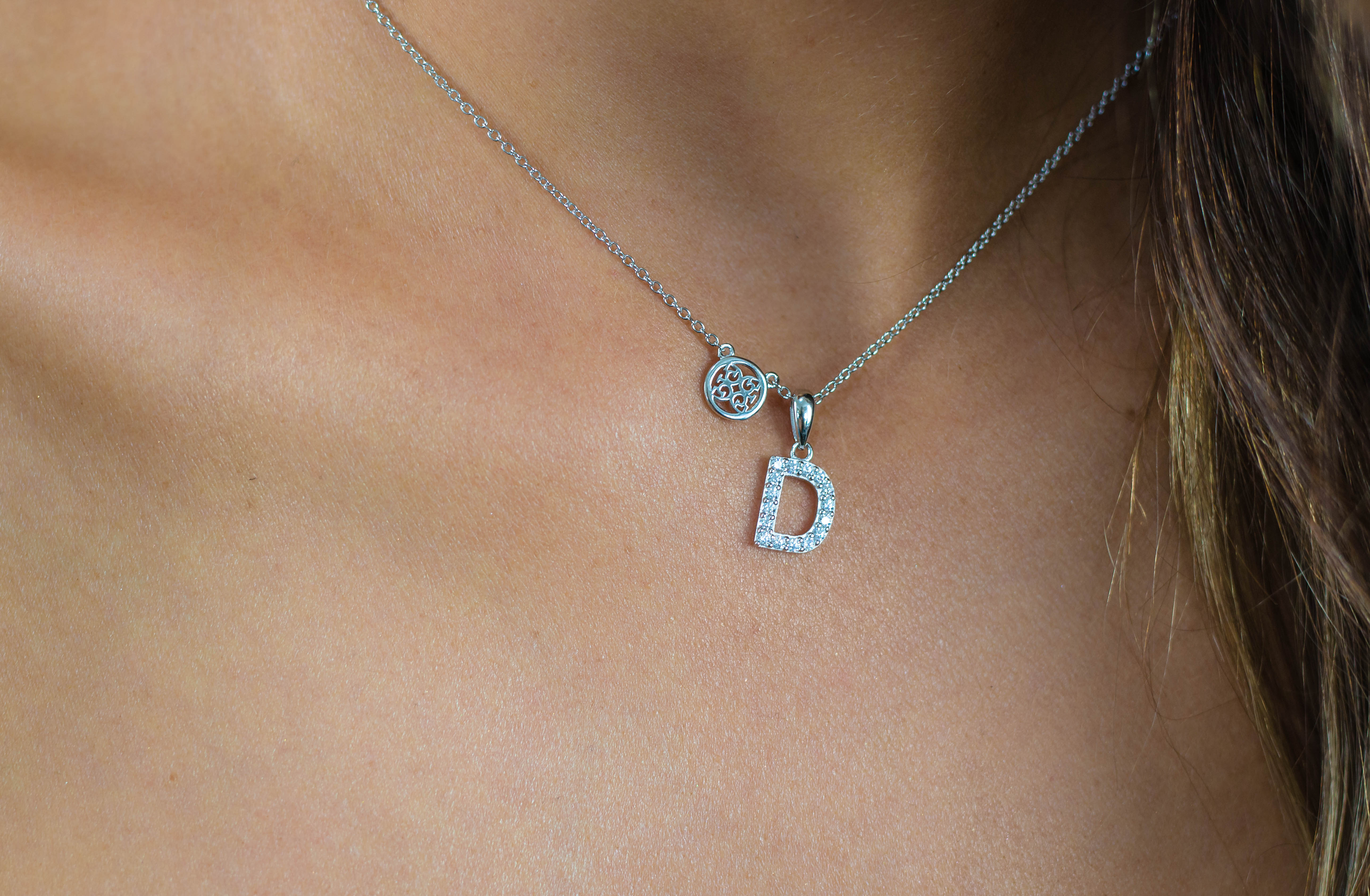 GEORGINI LUXURY LETTERS D INITIAL PENDANT SILVER