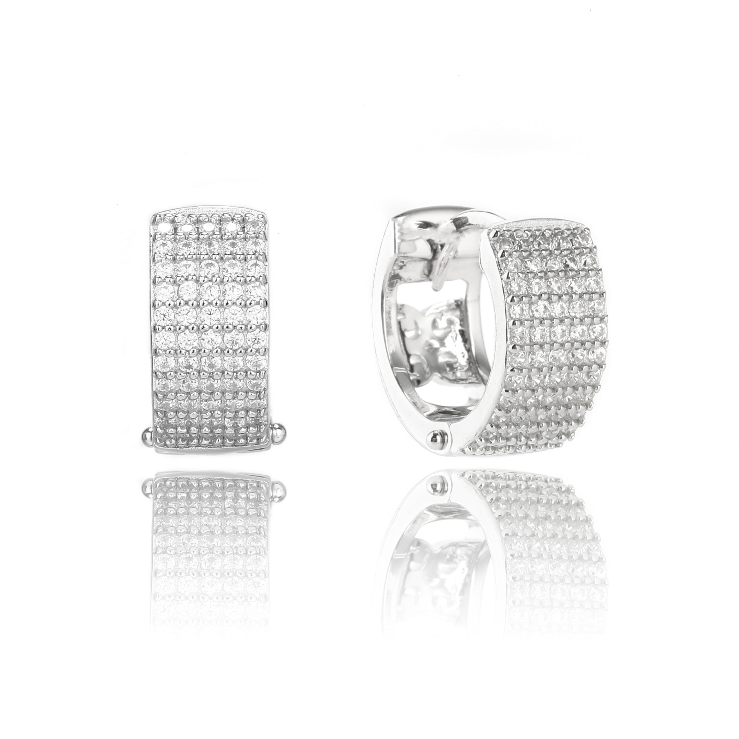 GEORGINI GODDESS MAEVE PAVE HOOP EARRINGS SILVER