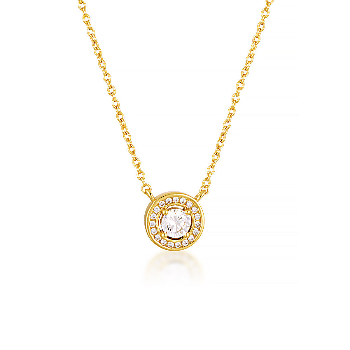 GEORGINI MILESTONE CUBIC ZIRCONIA HALO PENDANT IN GOLD