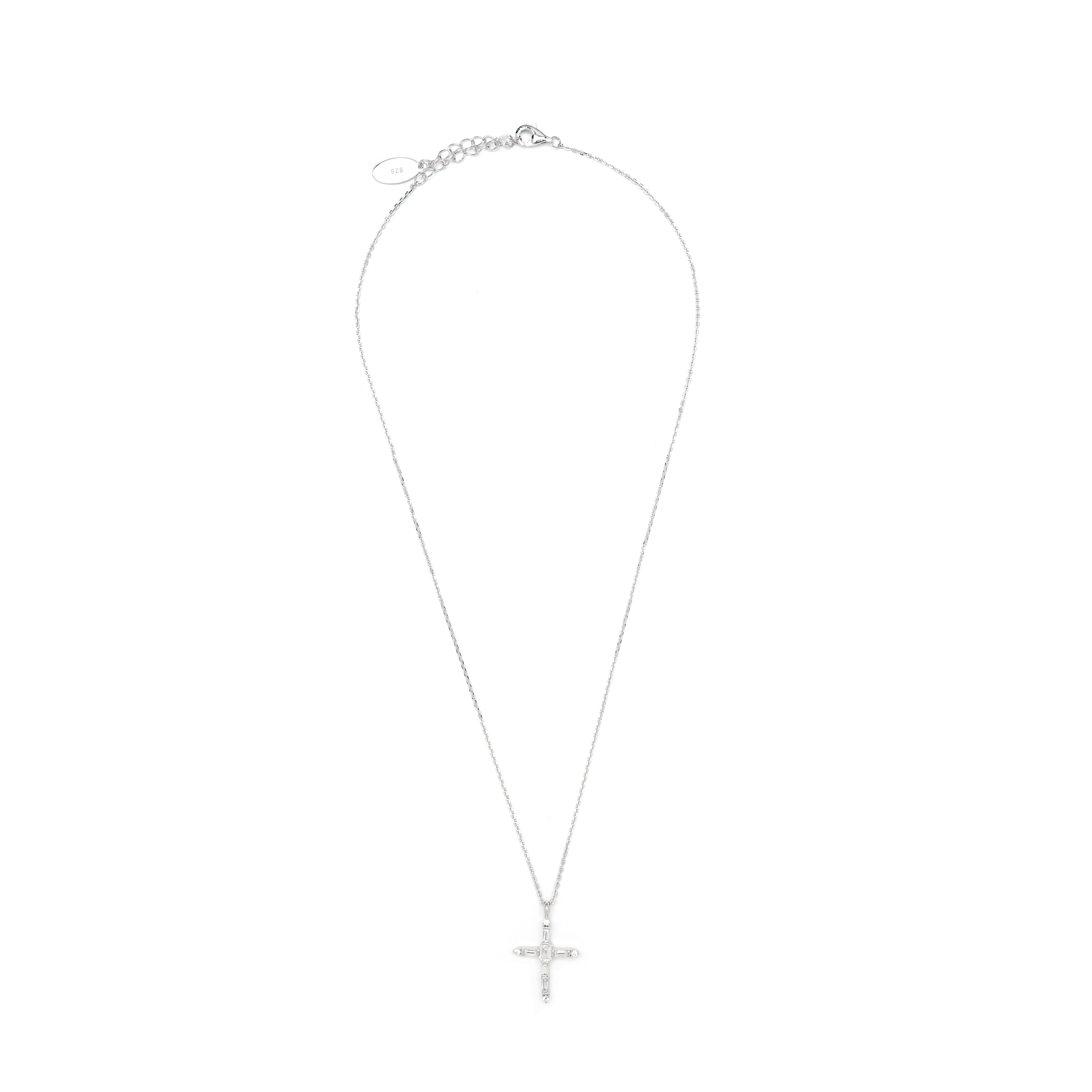 GEORGINI GIFTS BAGUETTE CROSS SILVER