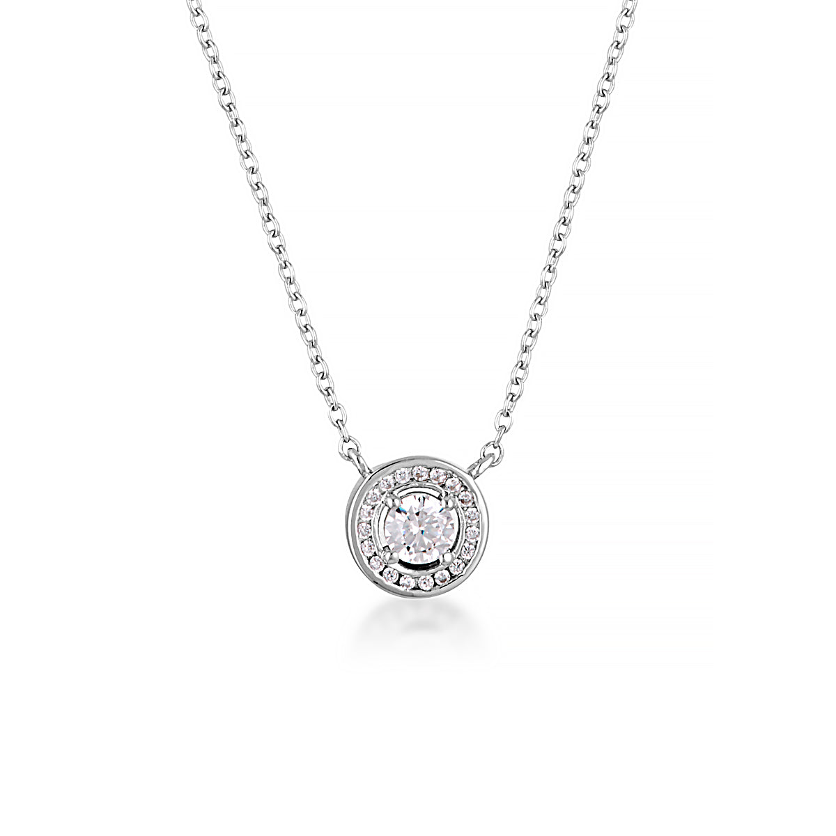 GEORGINI MILESTONE CUBIC ZIRCONIA HALO PENDANT IN SILVER