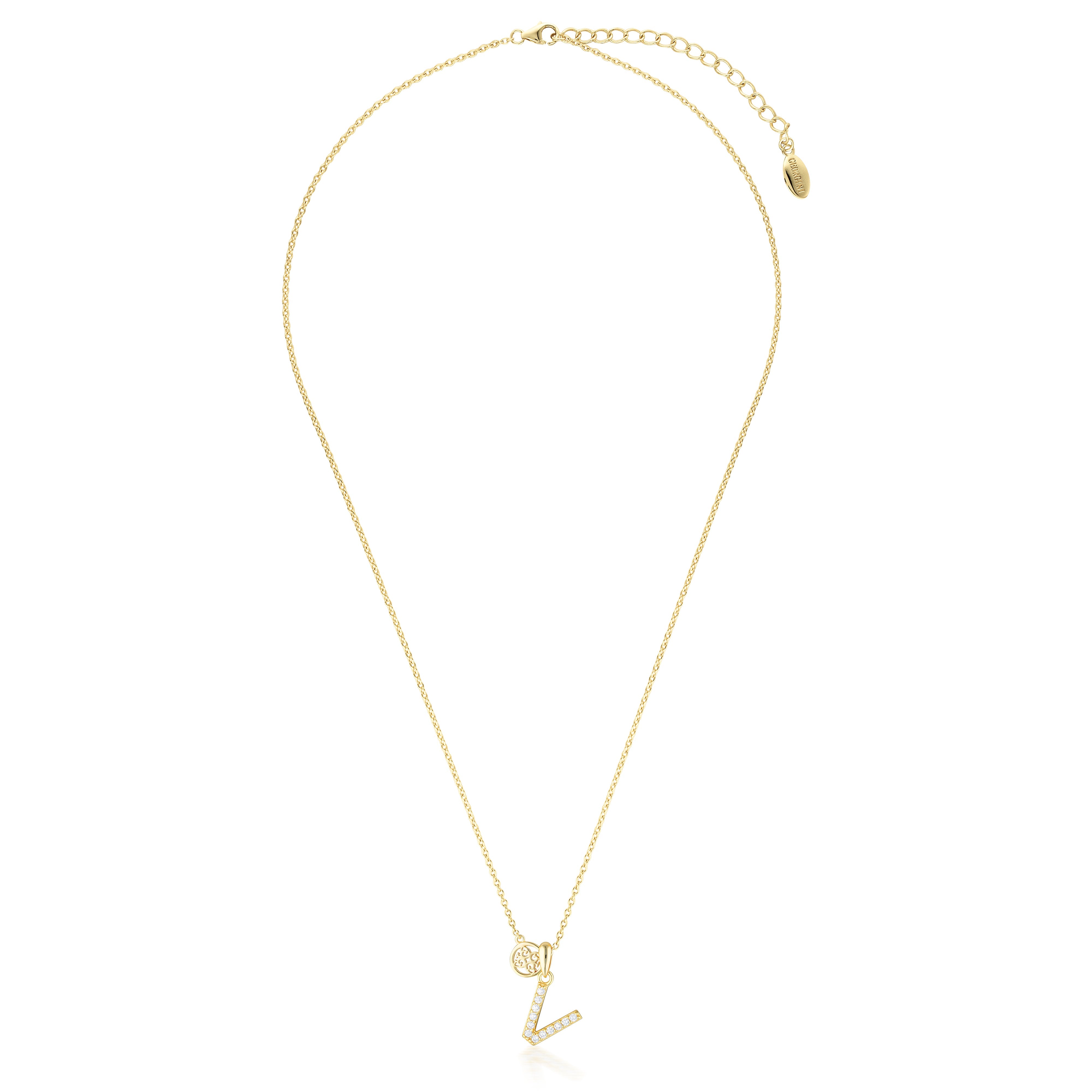 GEORGINI LUXURY LETTERS V INITIAL PENDANT GOLD