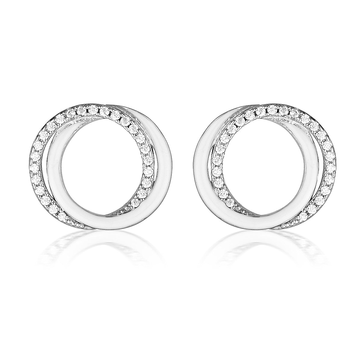 GEORGINI REFLECTION CIRCLES EARRING SILVER & WHITE ENAMEL