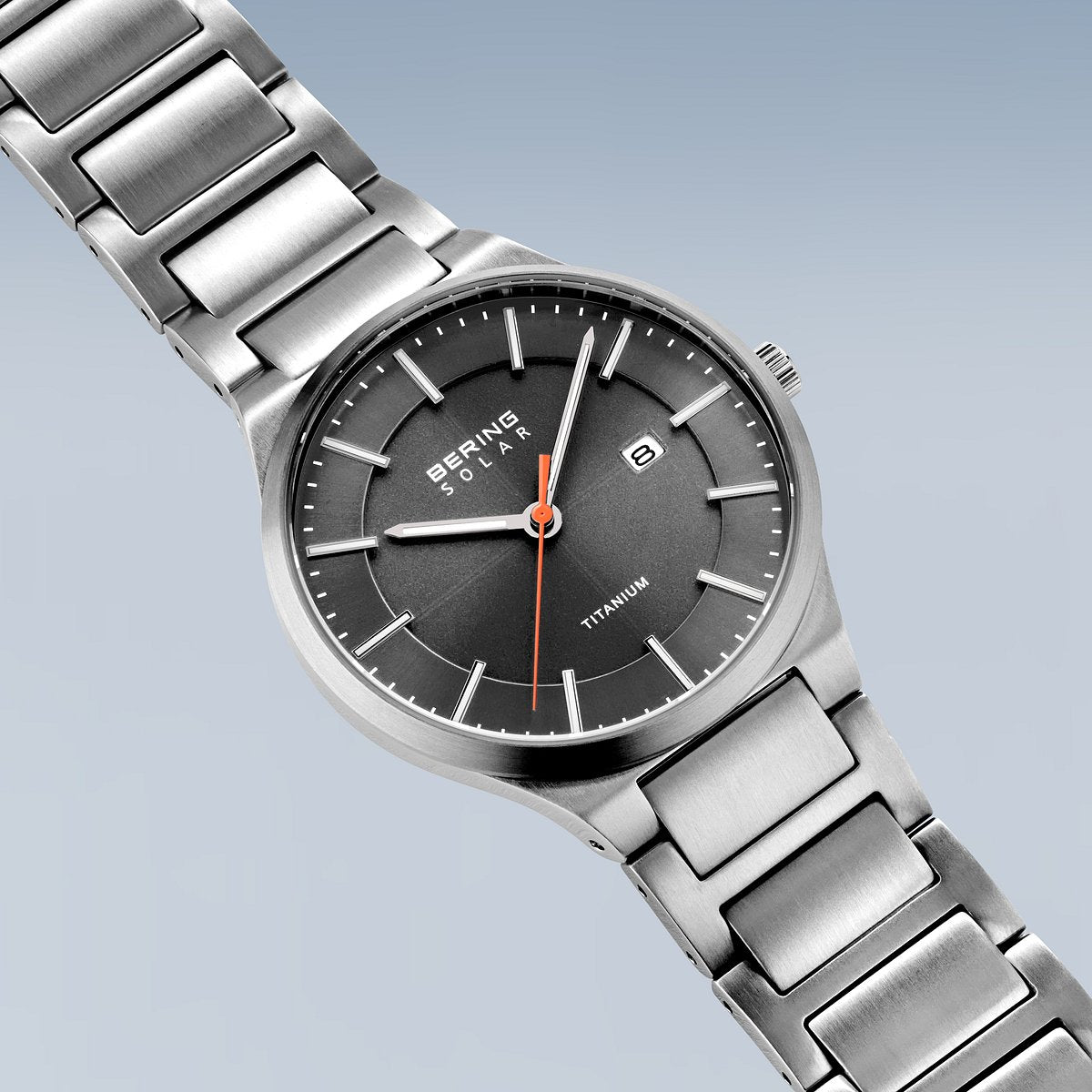 Bering Solar 39mm Grey Titanium Links Strap Watch