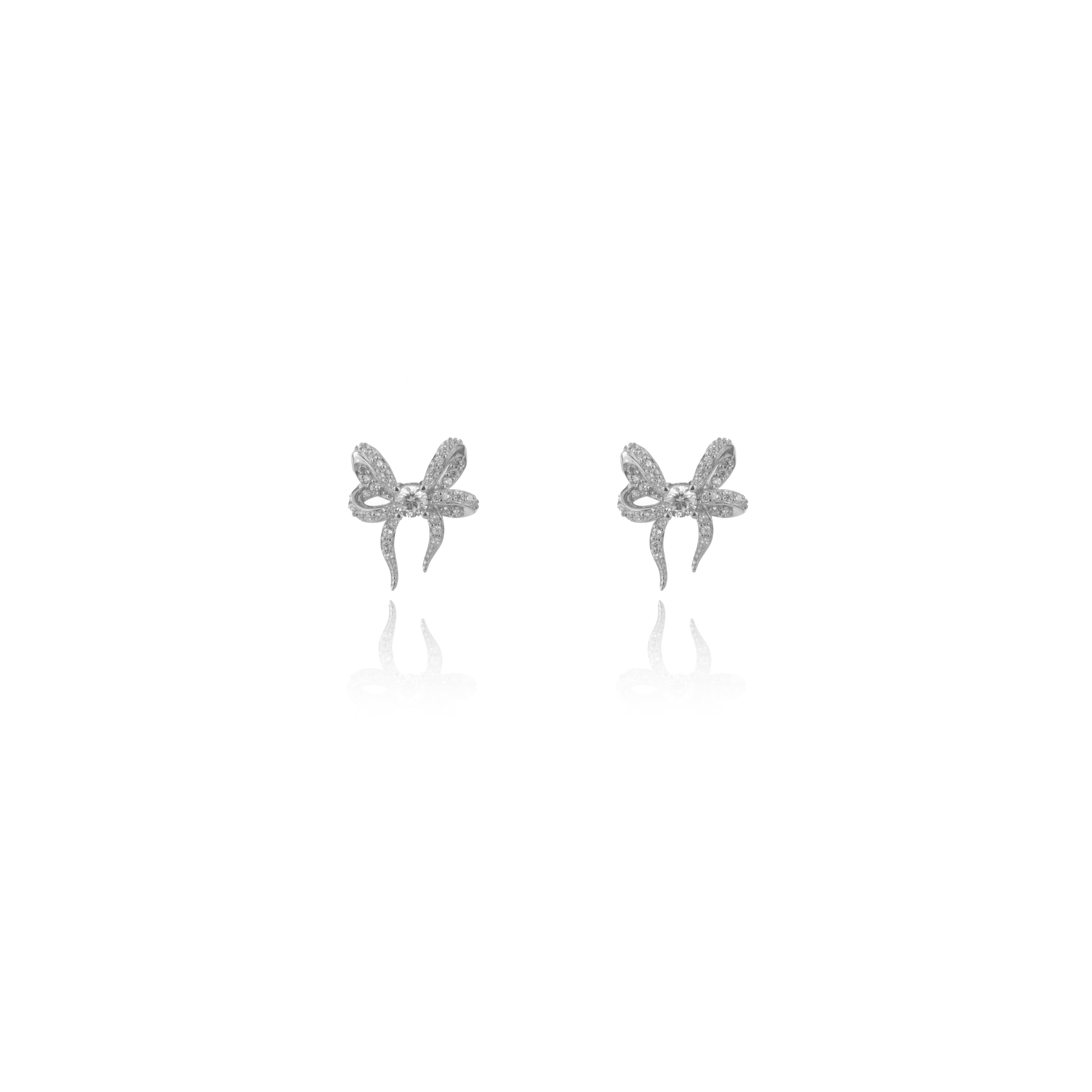 GEORGINI SWEETHEART BOW EARRINGS SILVER