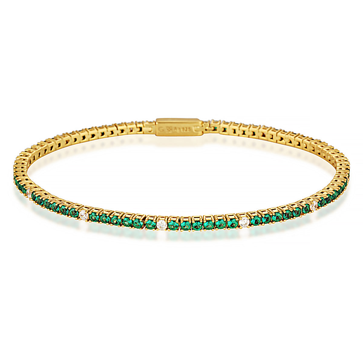 GEORGINI MILESTONE EMERALD 2MM TENNIS BRACELET IN GOLD