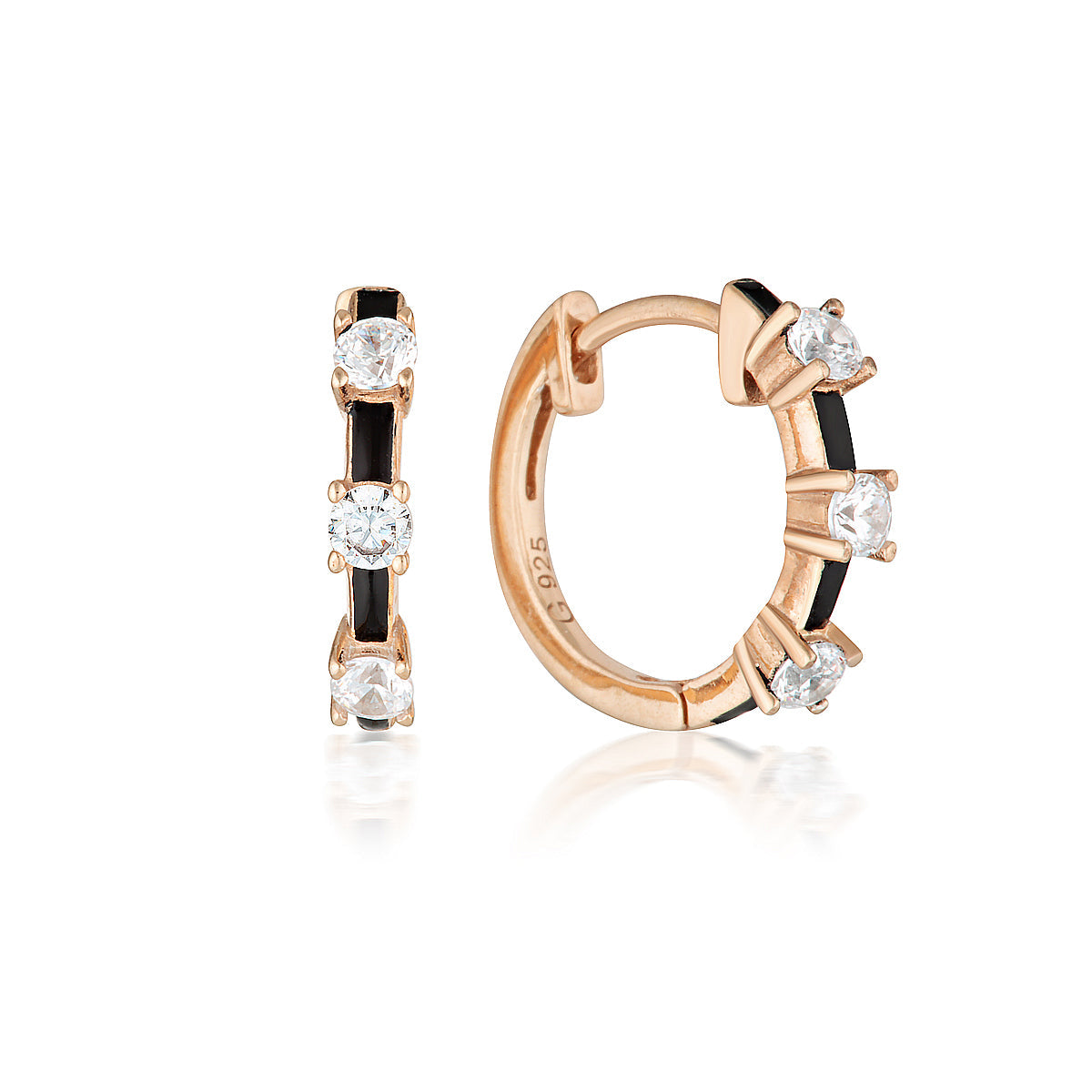 GEORGINI REFLECTION ENAMEL HOOP EARRINGS ROSE GOLD