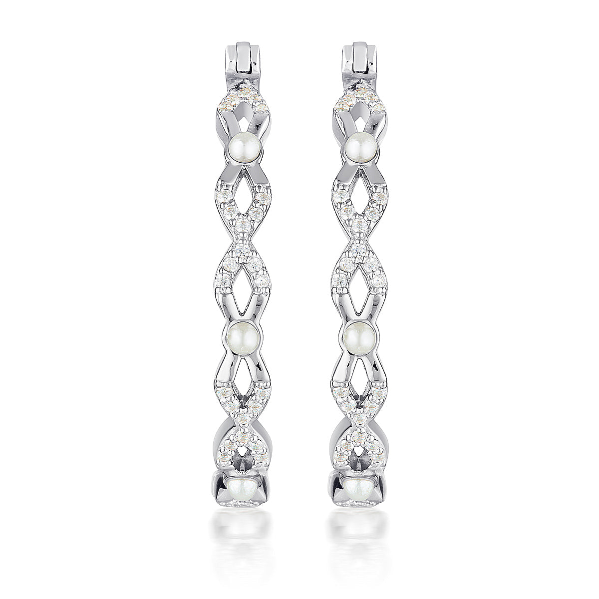 GEORGINI RED CARPET OVATION EARRINGS PEARL/ SILVER