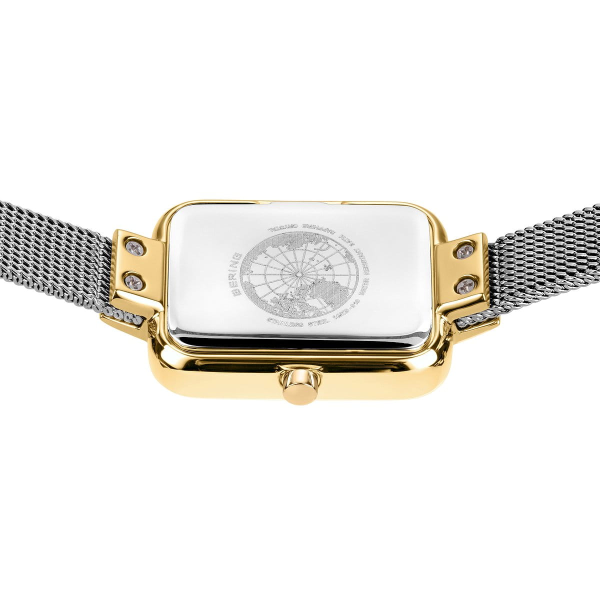 Bering Petite Square 35mm Silver Gold Milanese Strap Watch