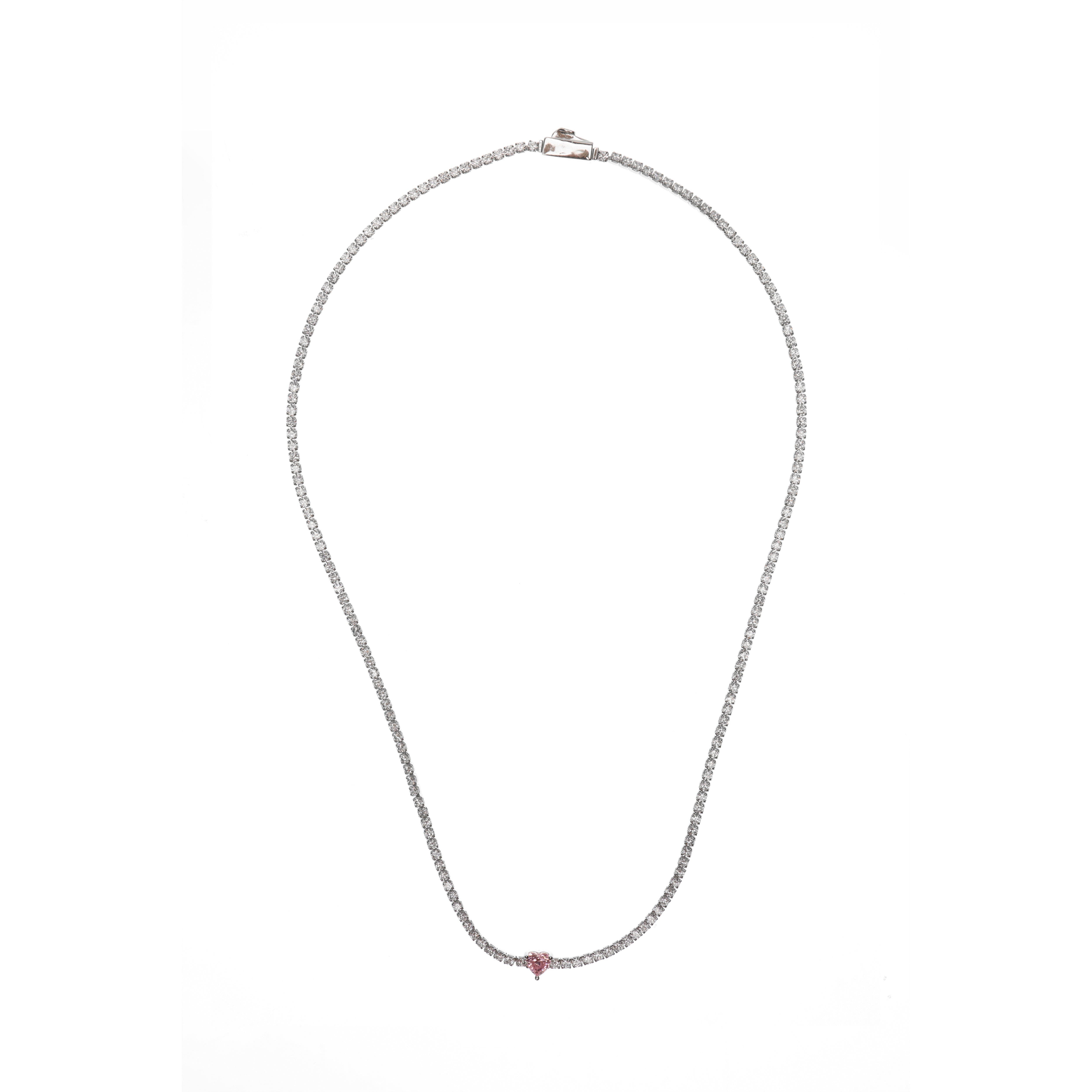 GEORGINI SWEETHEART TENNIS NECKLACE SILVER 42CM