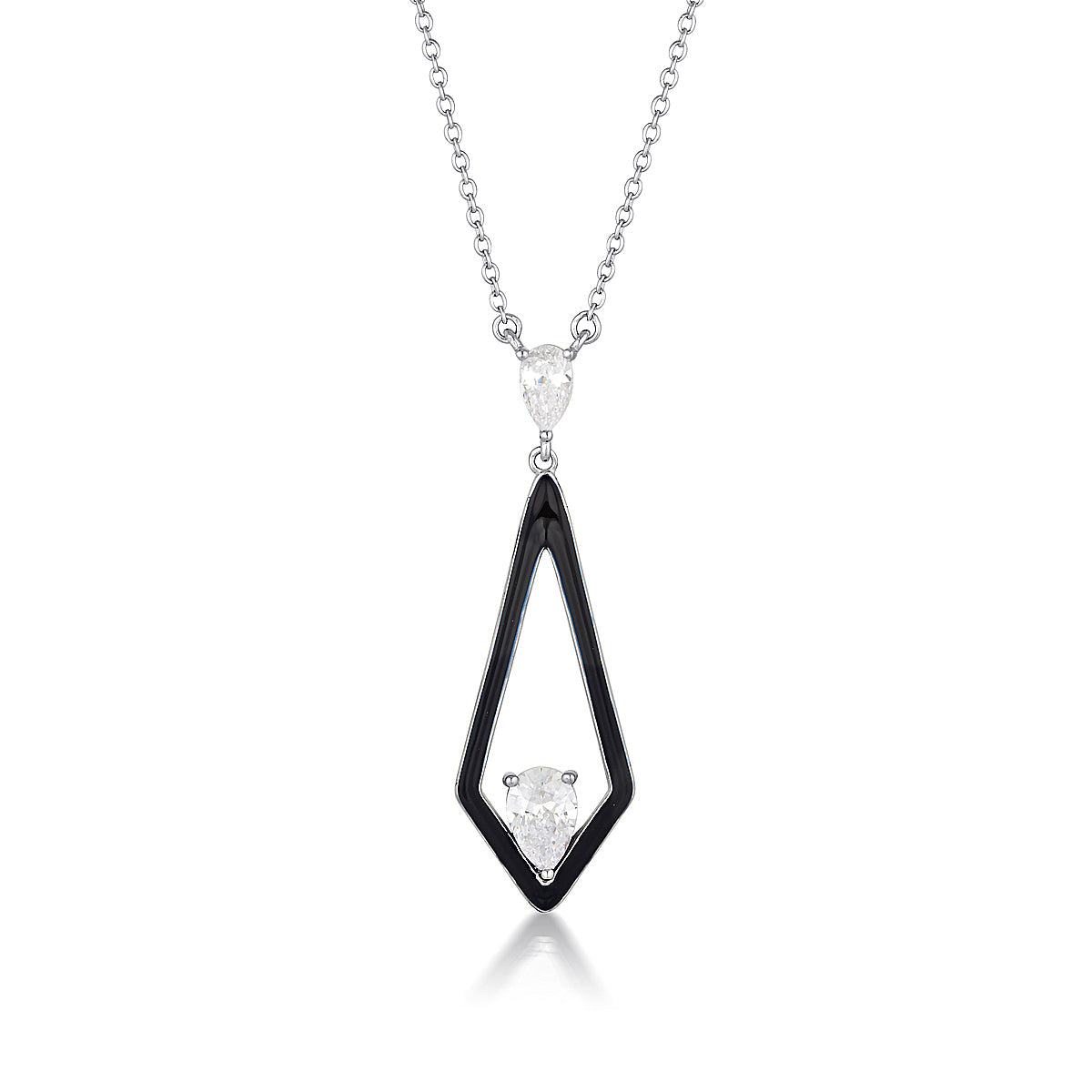 GEORGINI REFLECTION EVOKE PENDANT SILVER & BLACK ENAMEL