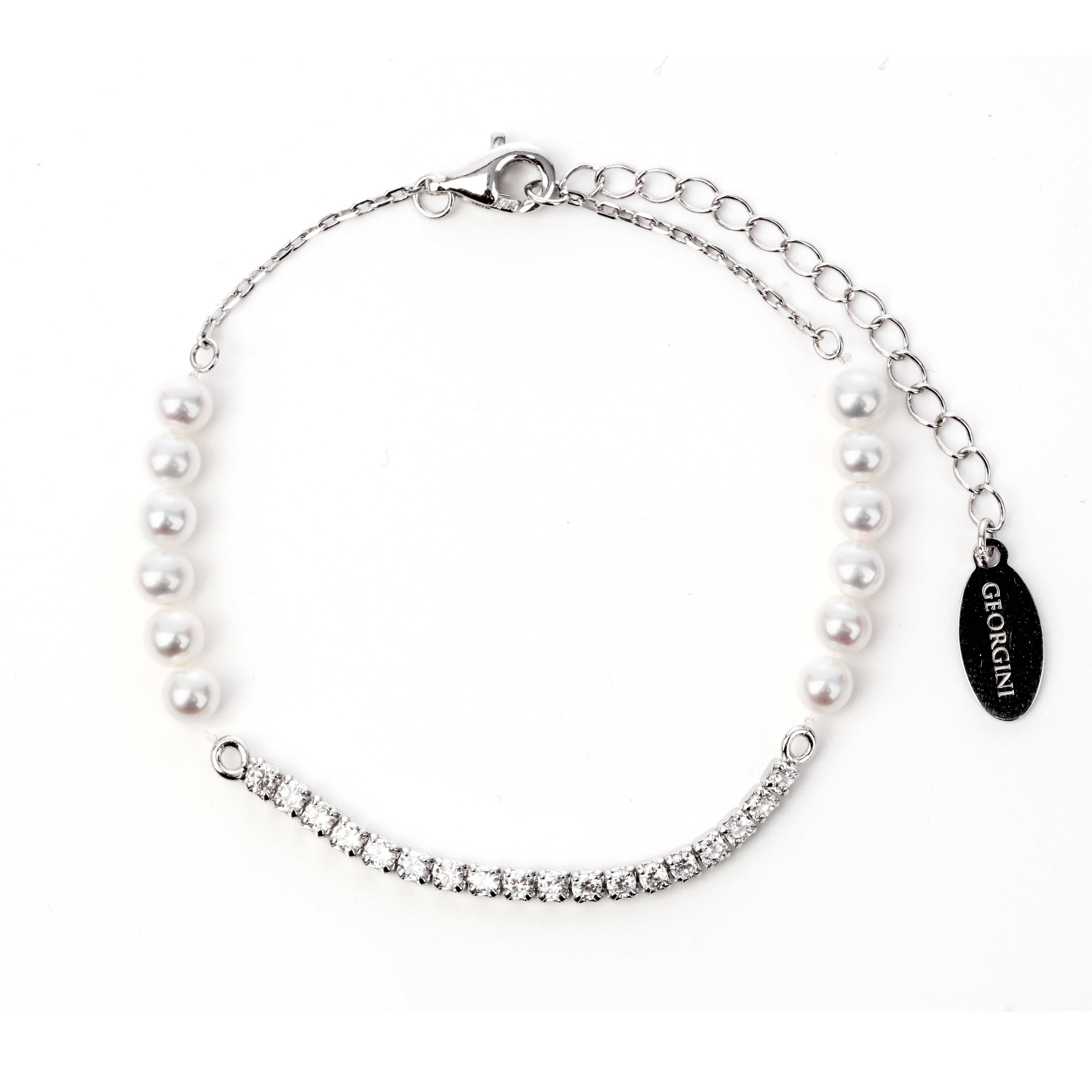 GEORGINI OCEANS WHITEHAVEN FRESHWATER PEARL TENNIS BRACELET 16cm +4cm