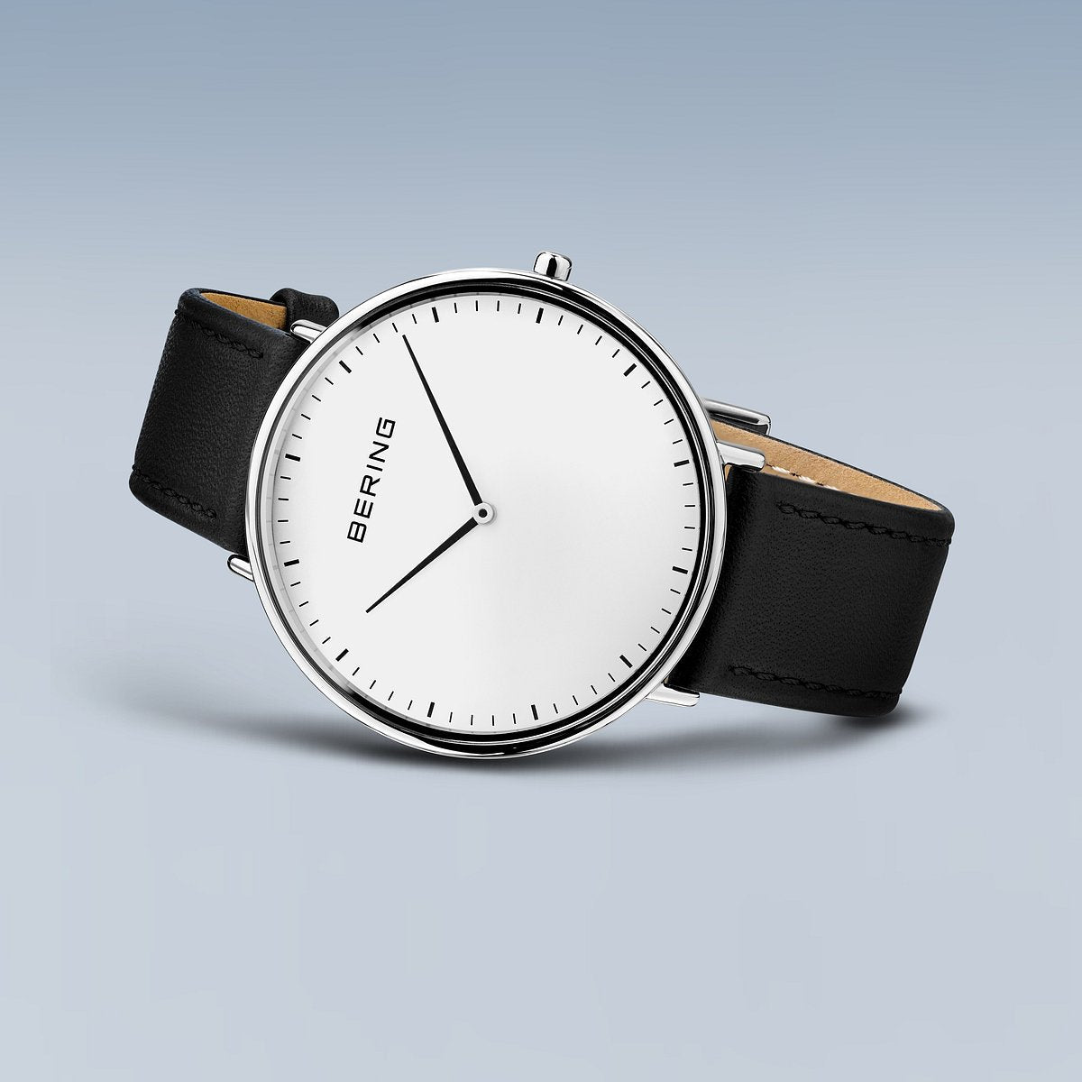 Bering Ultra Slim 39mm Black Leather Strap Watch