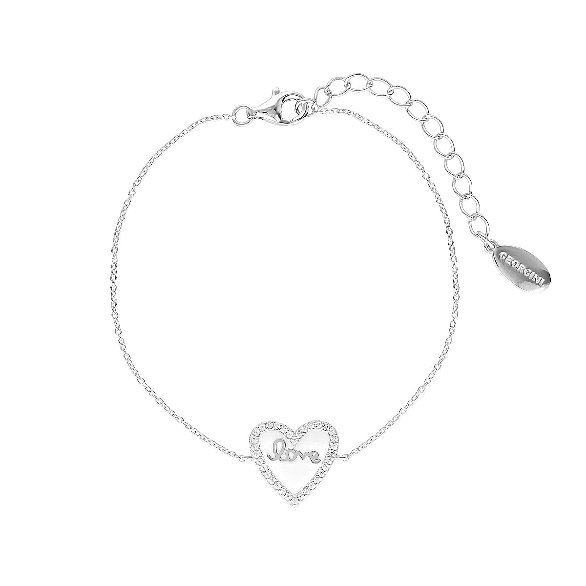 GEORGINI REFLECTION ENAMEL LOVE HEART BRACELET SILVER