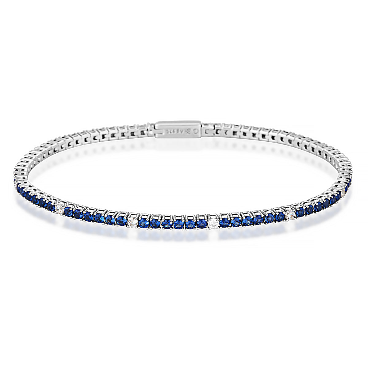 GEORGINI MILESTONE SAPPHIRE 2MM TENNIS BRACELET IN SILVER